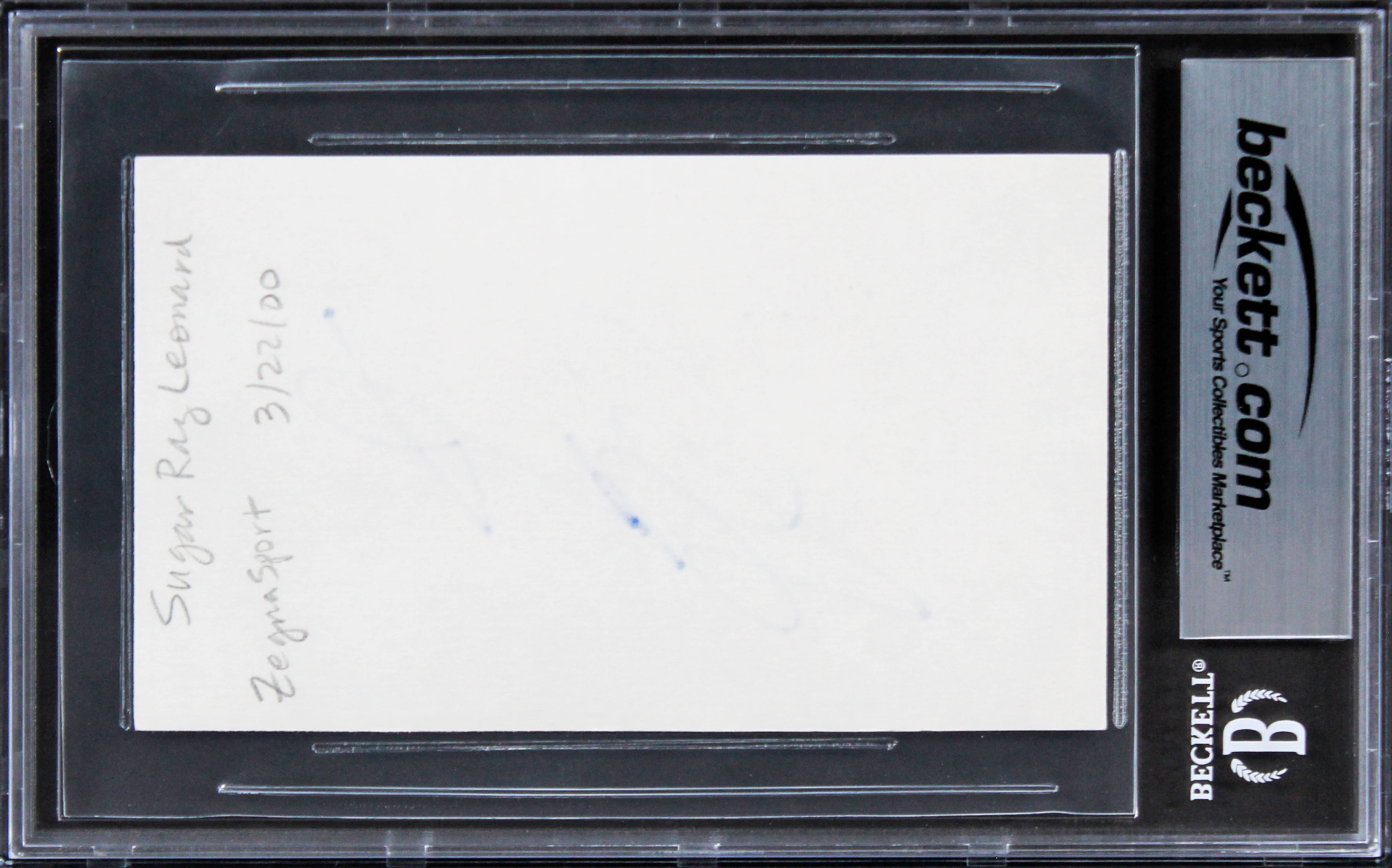 Sugar Ray Lenoard Authentic Signed 3x5 Index Card Autographed BAS Slabbed 4 - Image 3