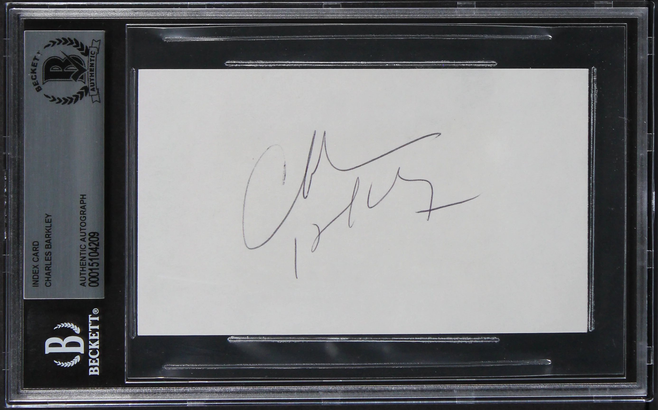 Suns Charles Barkley Authentic Signed 3x5 Index Card Autographed BAS Slabbed - Image 2