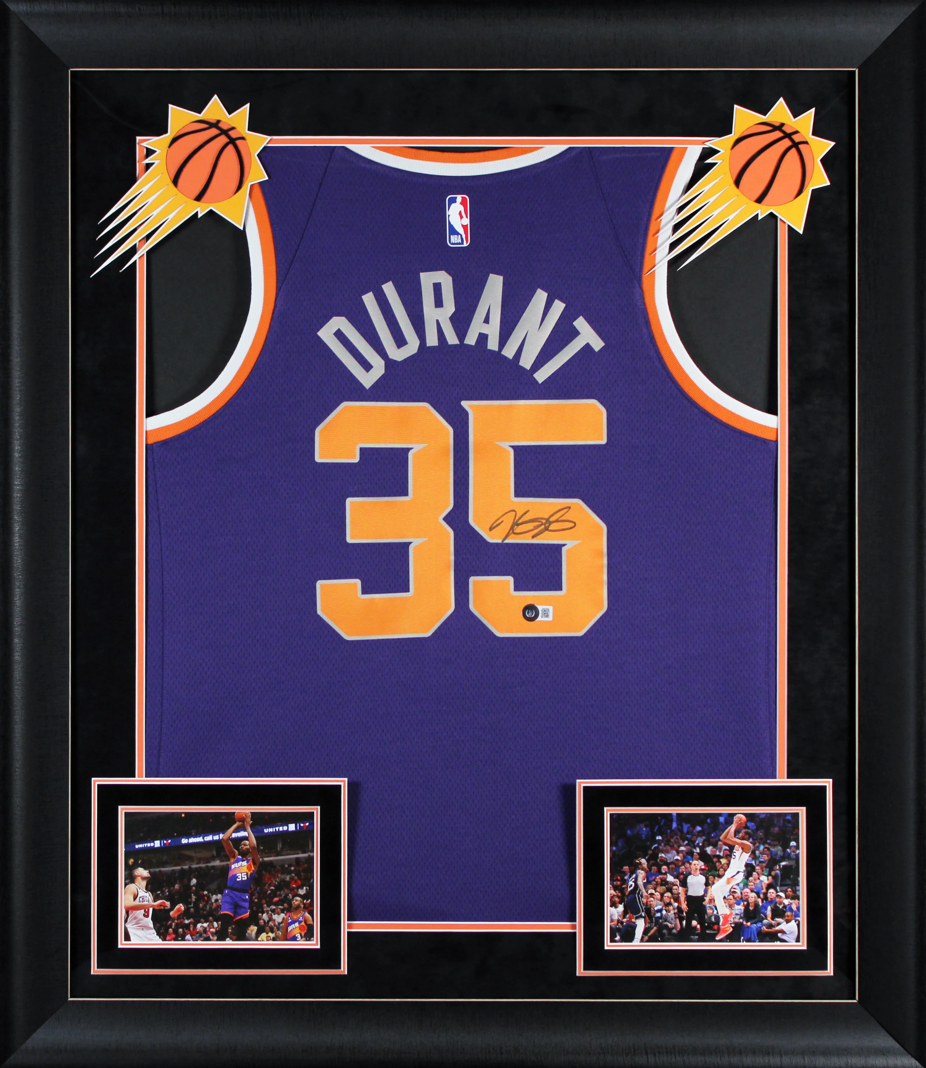 Suns Kevin Durant Signed Purple Nike Icon Edition Framed Jersey BAS Witnessed - Image 2