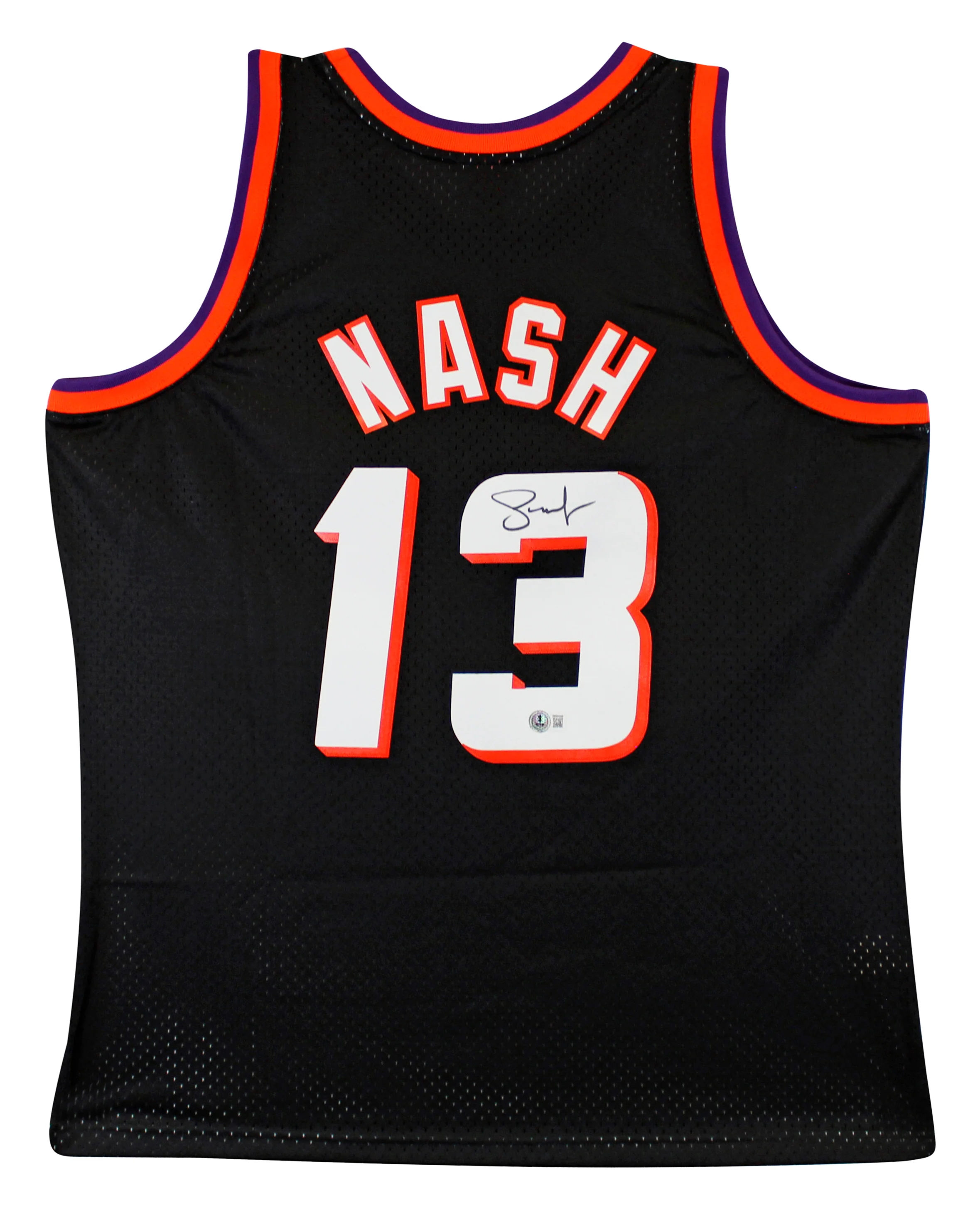 Suns Steve Nash Signed Black M&N 1996-97 HWC Swingman Jersey BAS Witnessed - Image 2