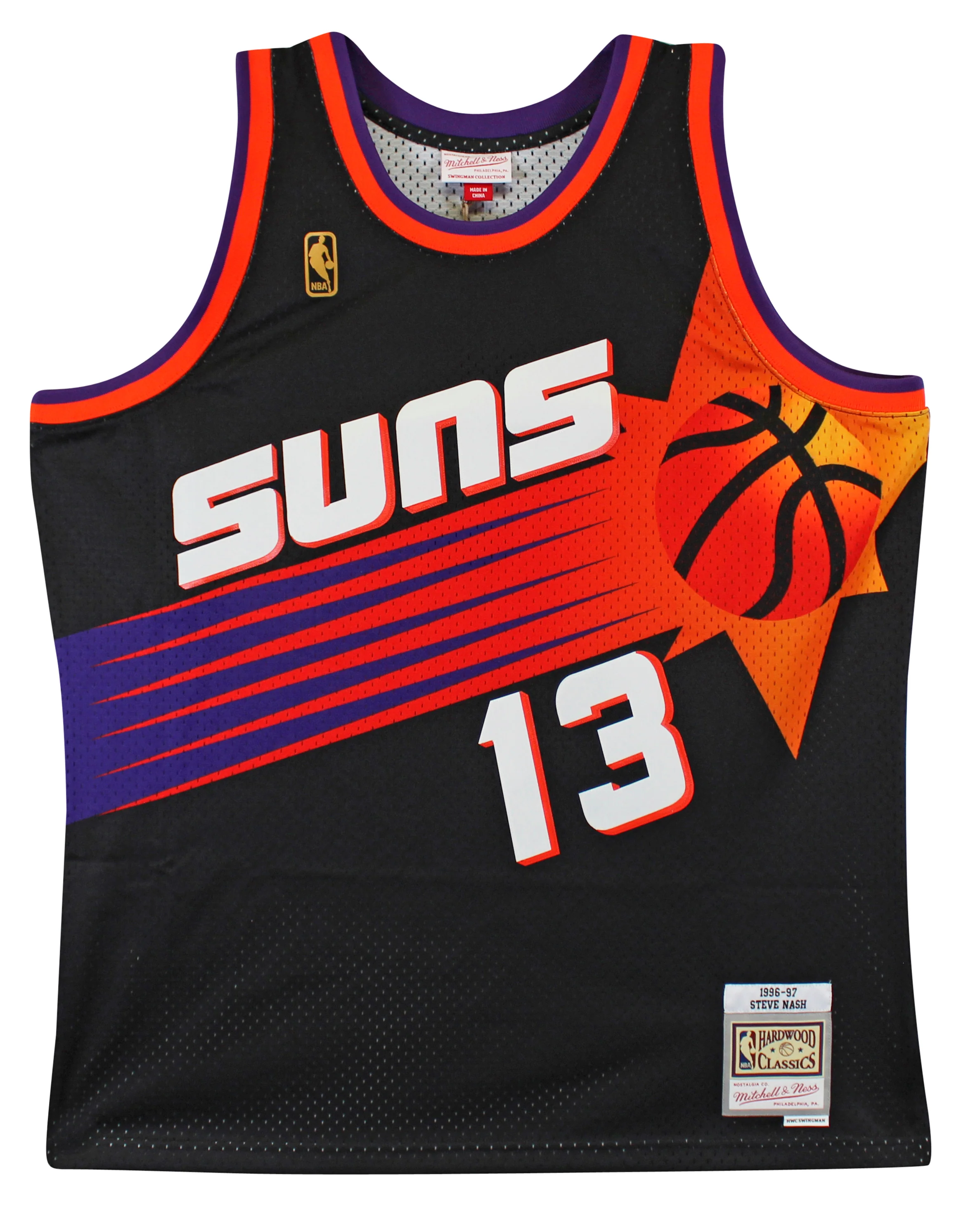 Suns Steve Nash Signed Black M&N 1996-97 HWC Swingman Jersey BAS Witnessed - Image 4