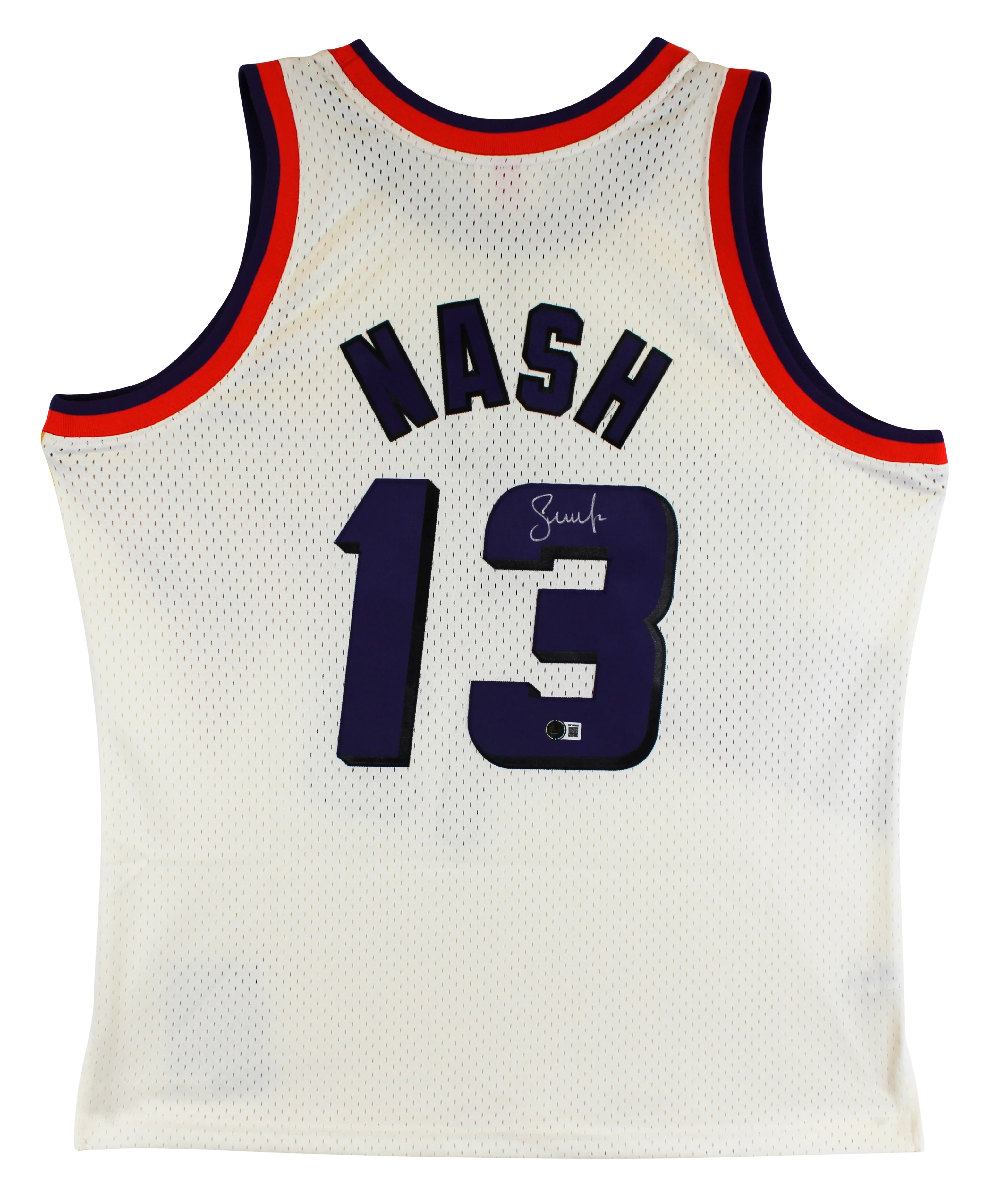 Suns Steve Nash Signed Cream M&N 1996-97 HWC Swingman Jersey BAS Witnessed - Image 3