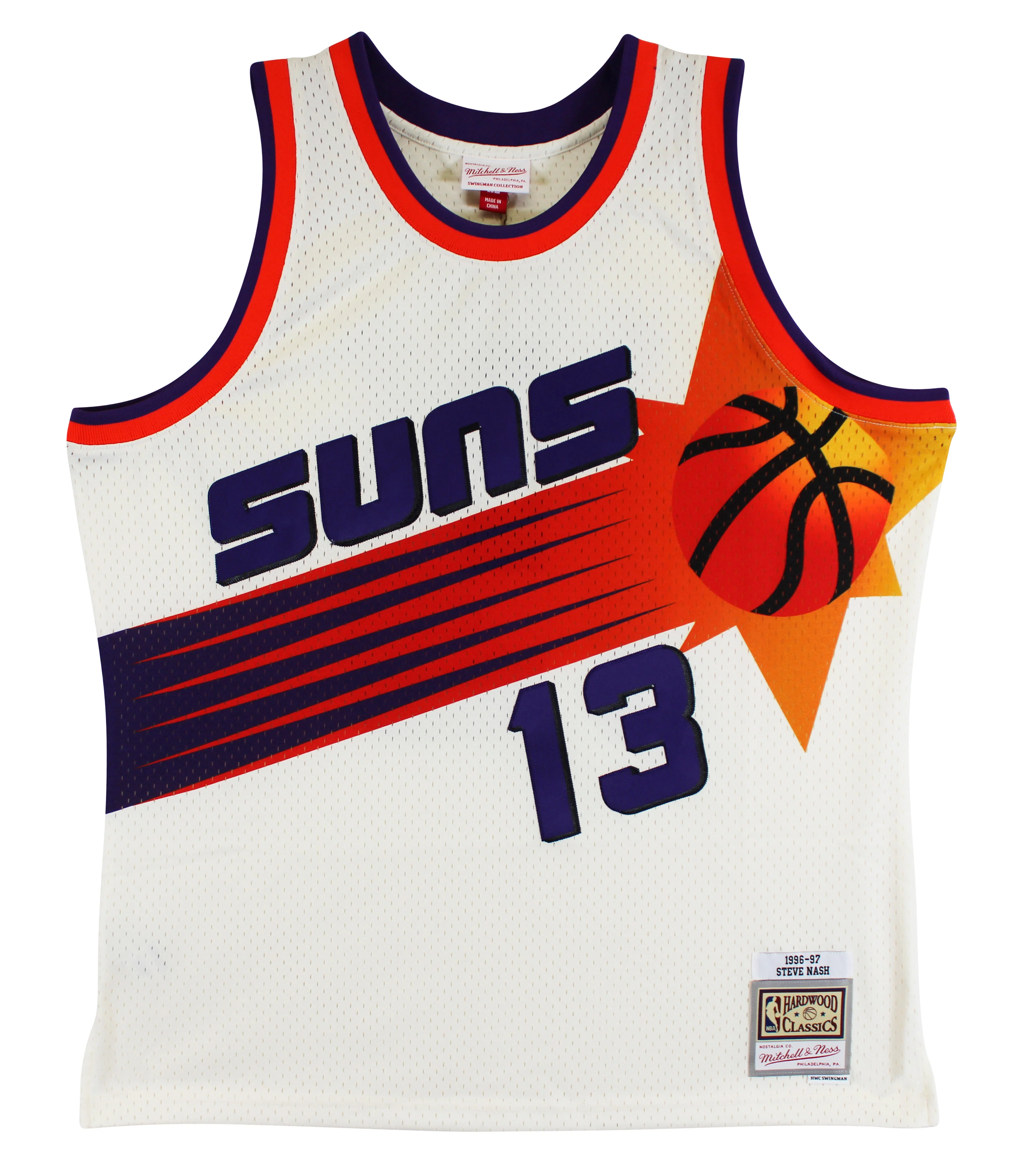 Suns Steve Nash Signed Cream M&N 1996-97 HWC Swingman Jersey BAS Witnessed - Image 5