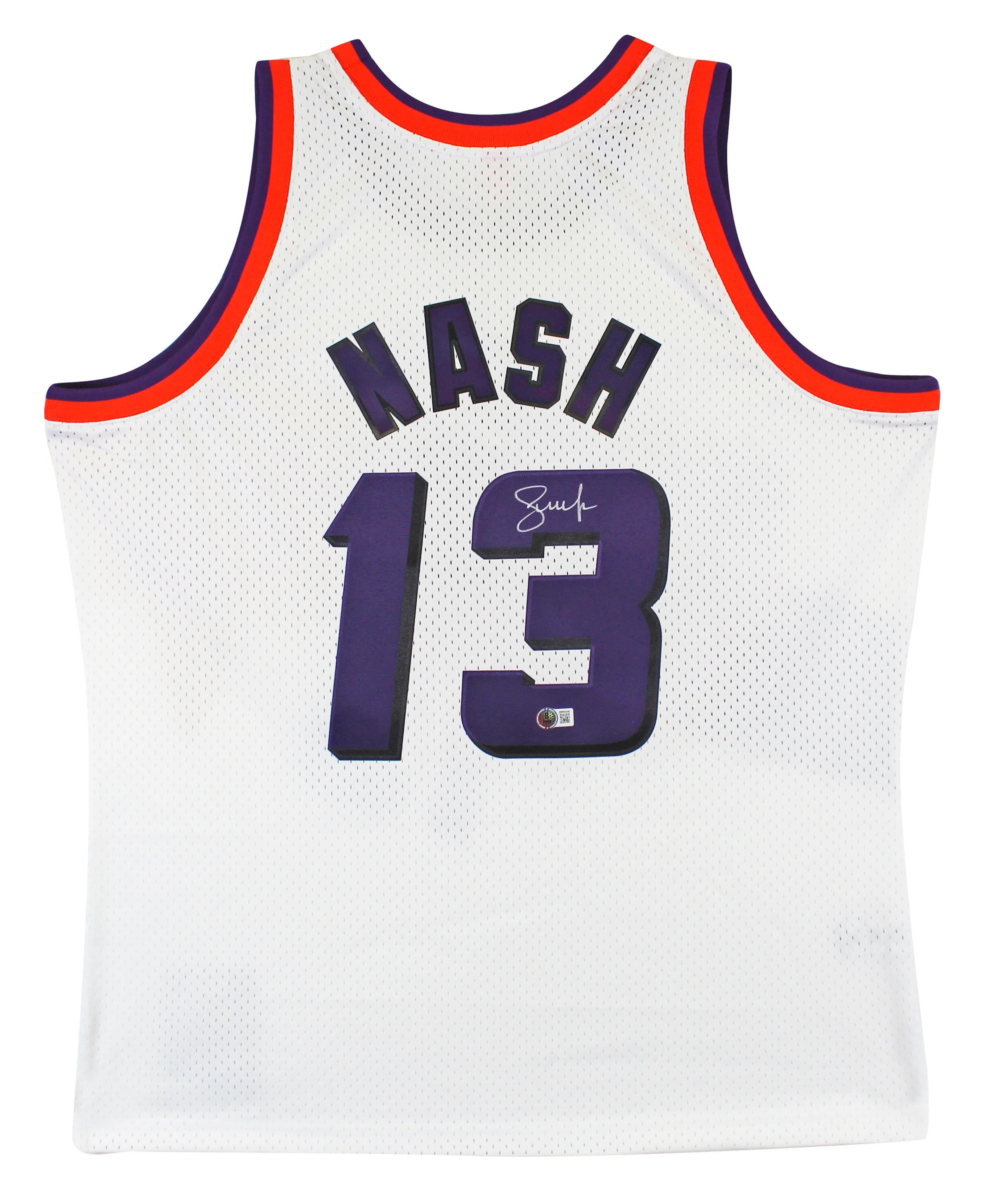 Suns Steve Nash Signed White M&N 1996-97 HWC Swingman Jersey BAS Witnessed - Image 2