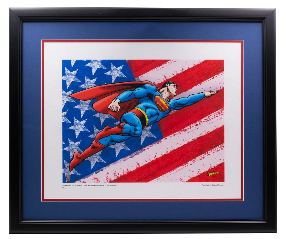 Superman Flag 12x16 Framed DC Comic Limited Edition Giclee