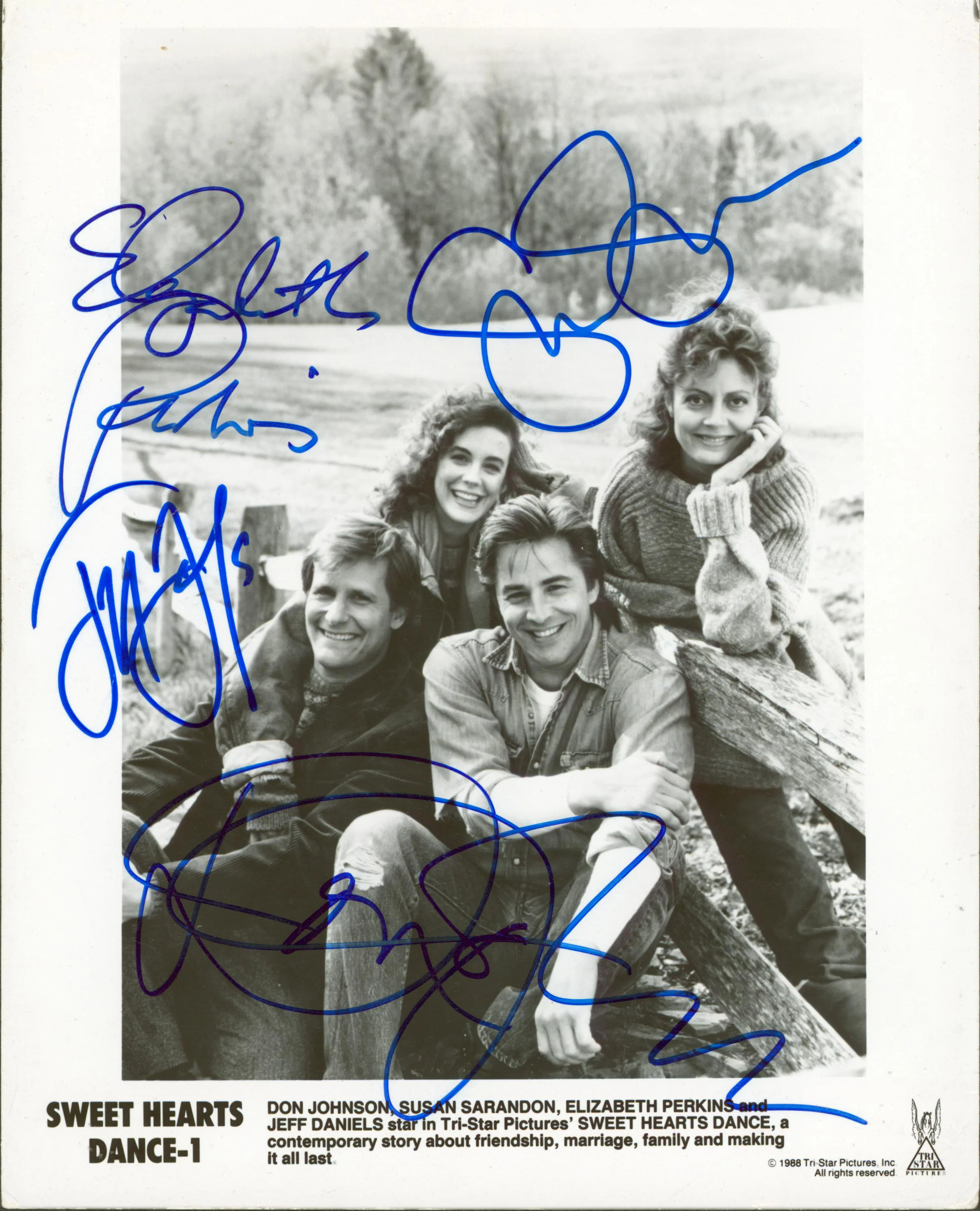 Sweet Hearts Dance (4) Johnson, Sarandon, Perkins, Daniels Signed 8x10 Photo BAS - Image 2