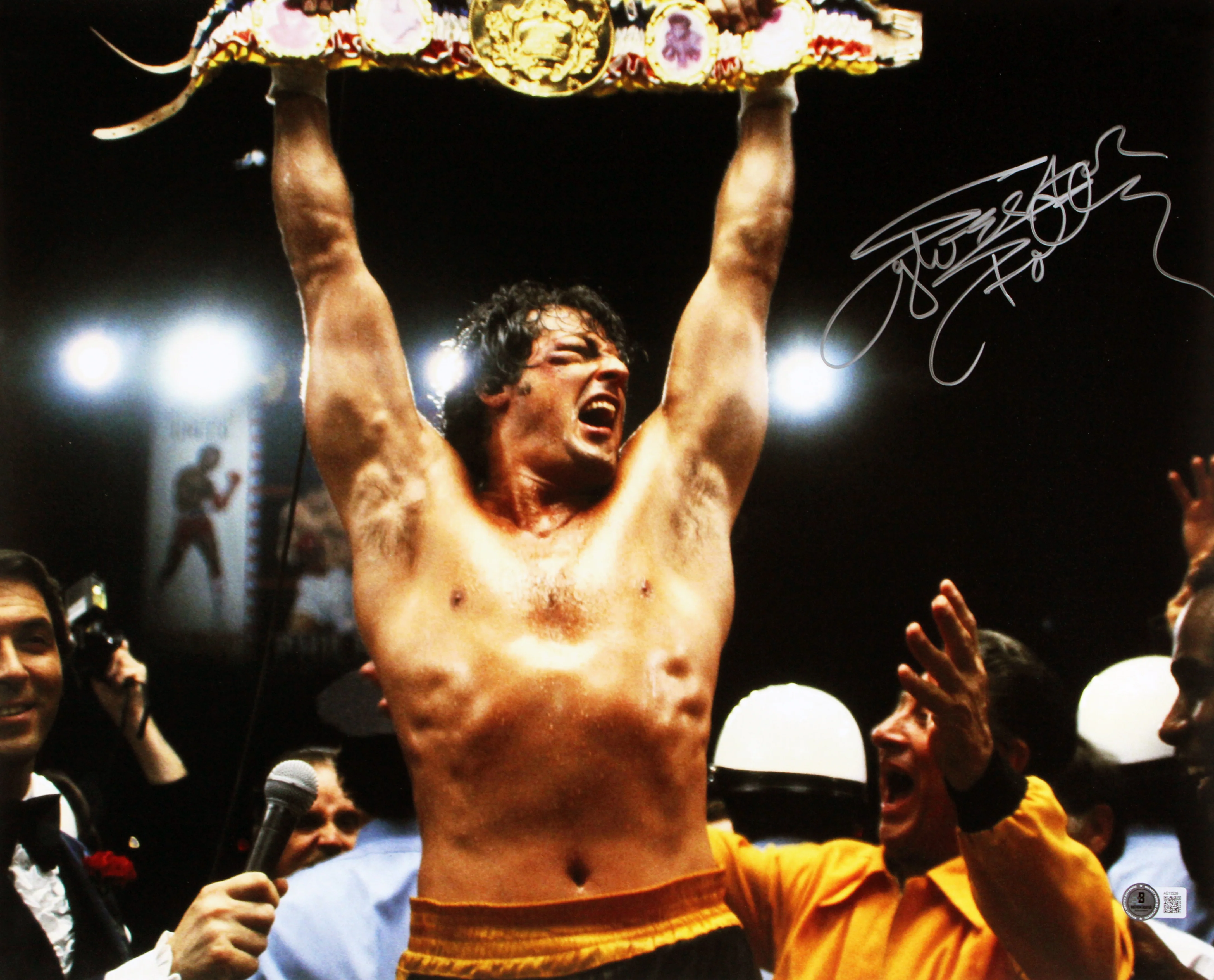 Sylvester Stallone Rocky II Authentic Signed 16x20 Horizontal Belt Photo BAS - Image 2