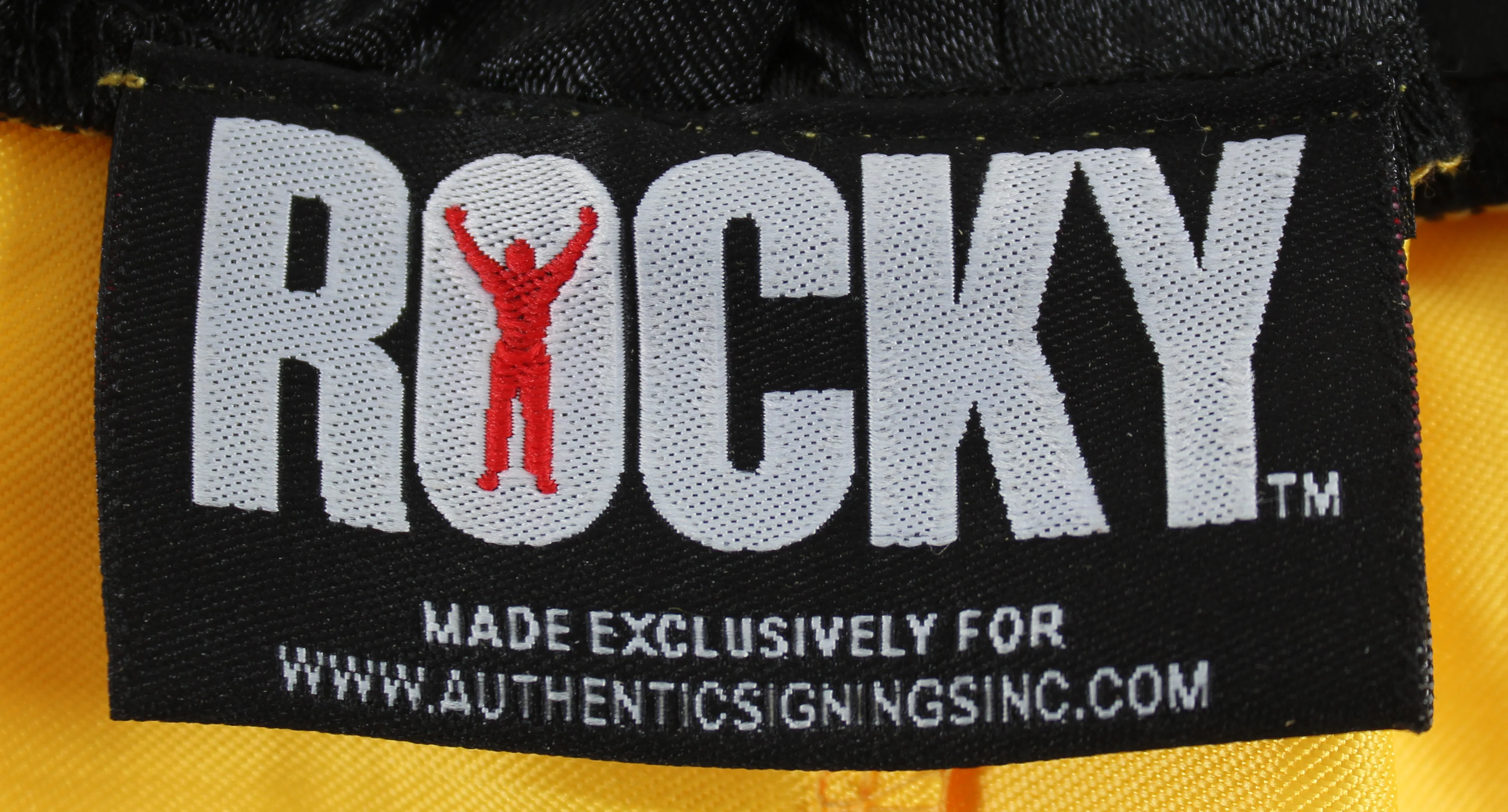 Sylvester Stallone & Talia Shire Signed Yellow Rocky Boxing Trunks BAS #AB14661 - Image 5