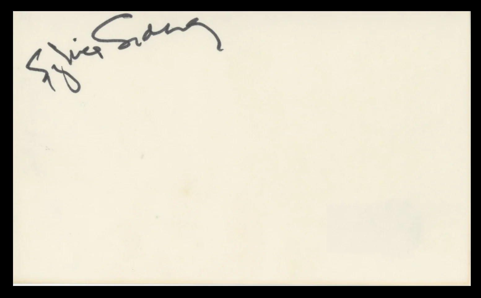 Sylvia Sidney Beetlejuice Authentic Signed 3x5 Index Card BAS #BV59118 - Image 2