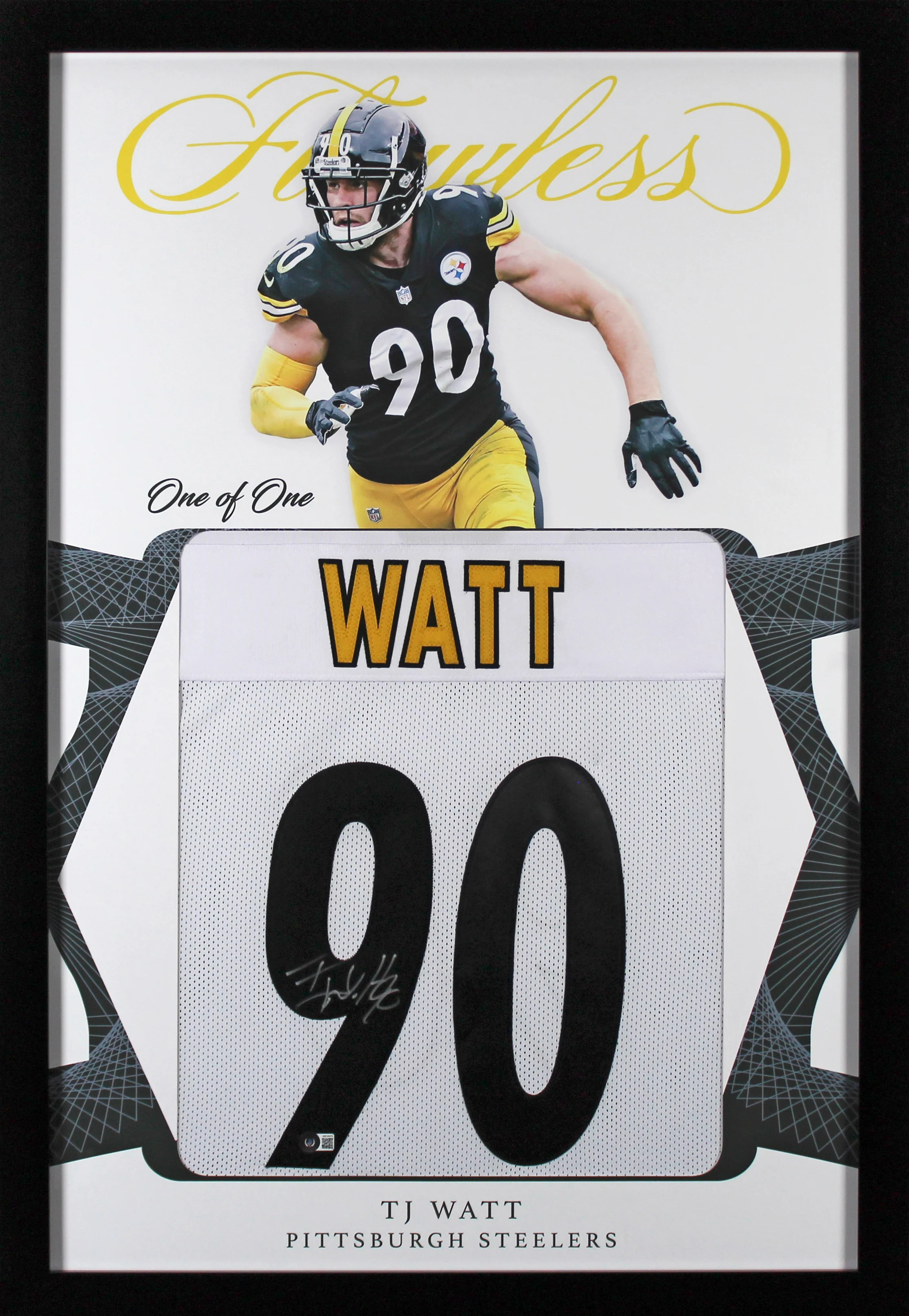 T.J. Watt Authentic Signed One of One Jersey Framed Display BAS Witnessed - Image 2