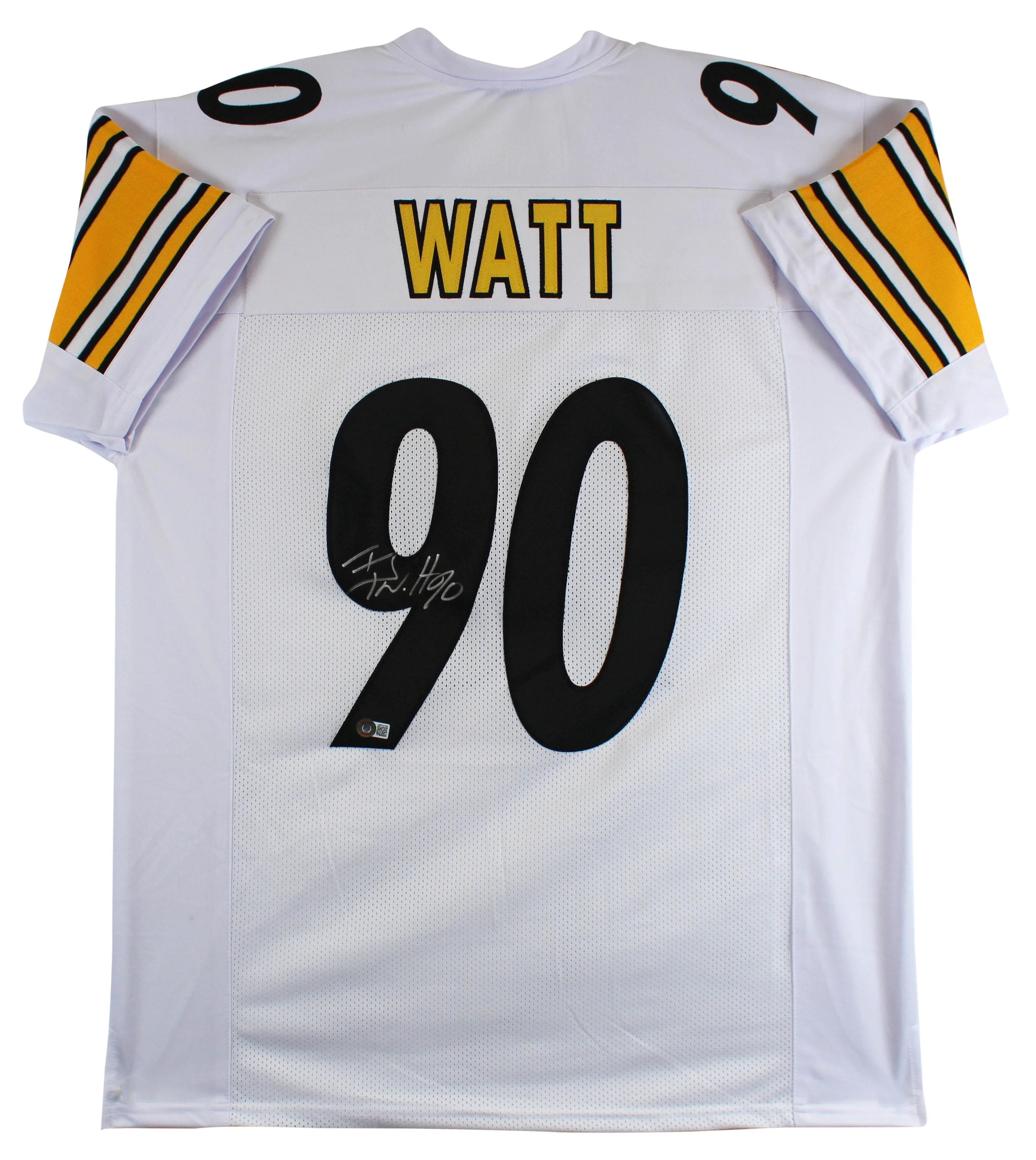 T.J. Watt Authentic Signed White Pro Style Jersey Autographed BAS Witnessed - Image 2