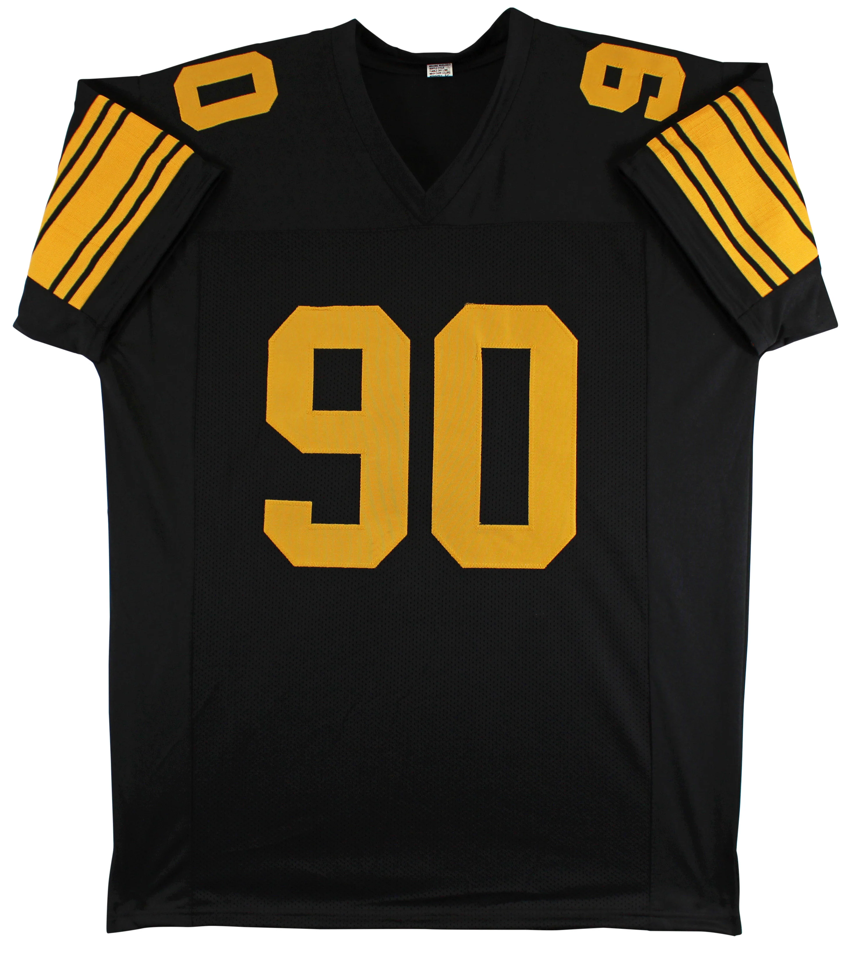 T.J. Watt Signed Black Color Rush Pro Style Jersey w/ Yellow #'s BAS Witnessed - Image 4