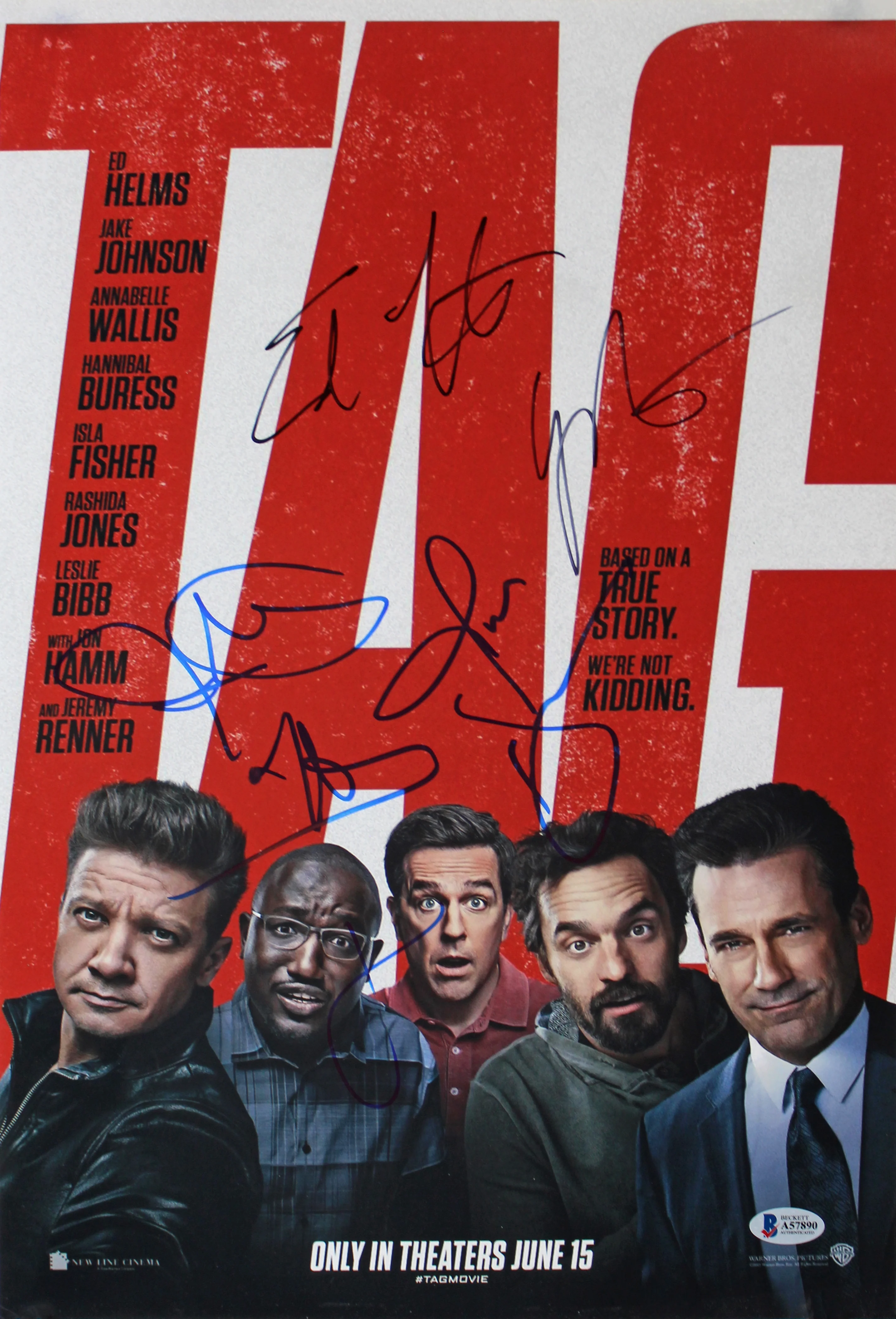 TAG (6) Renner, Helms, Hamm, Buress, Johnson & Tomsic Signed 12x18 Photo BAS - Image 2