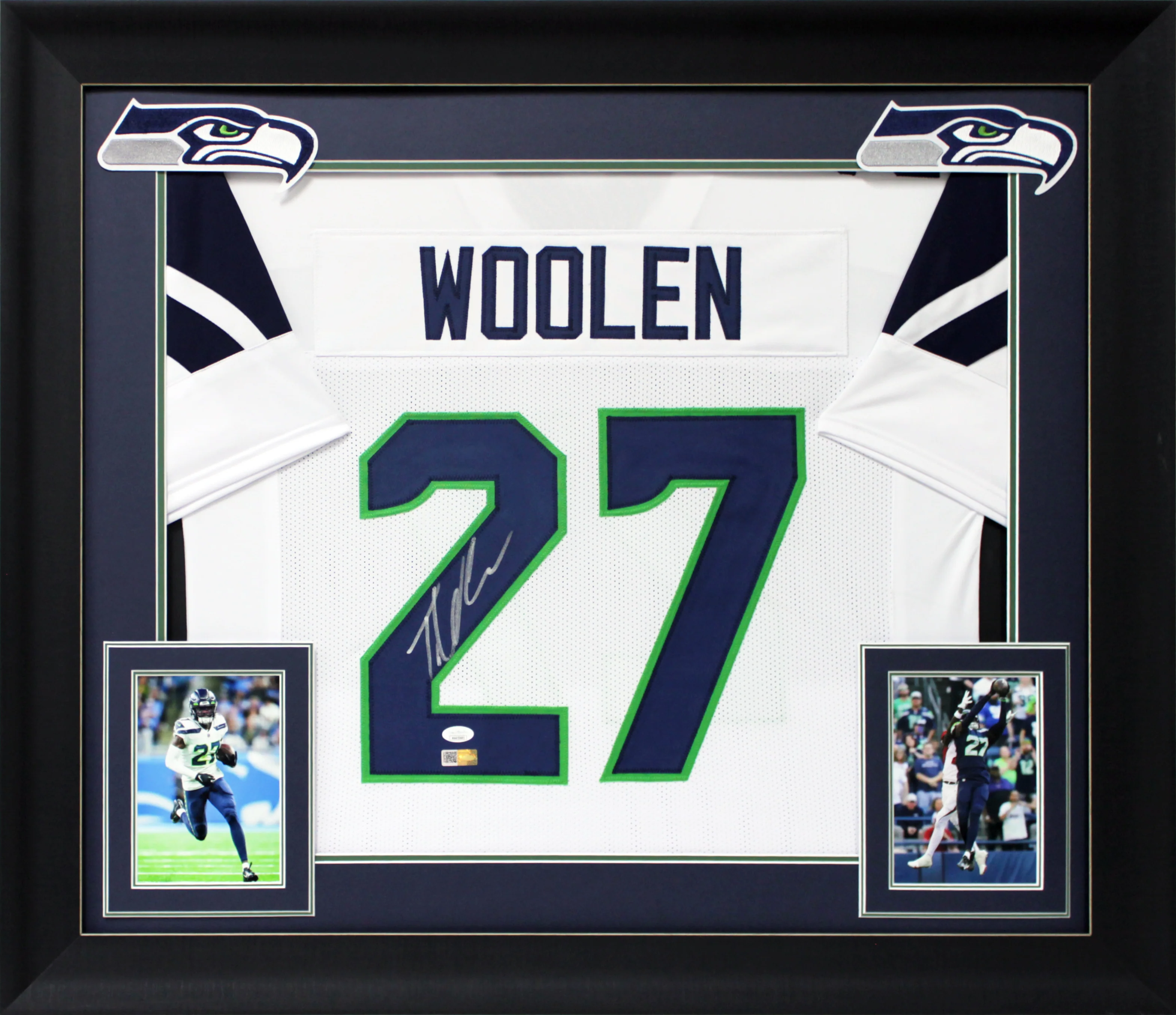 Tariq Woolen Authentic Signed White Pro Style Framed Jersey JSA Witness - Image 2