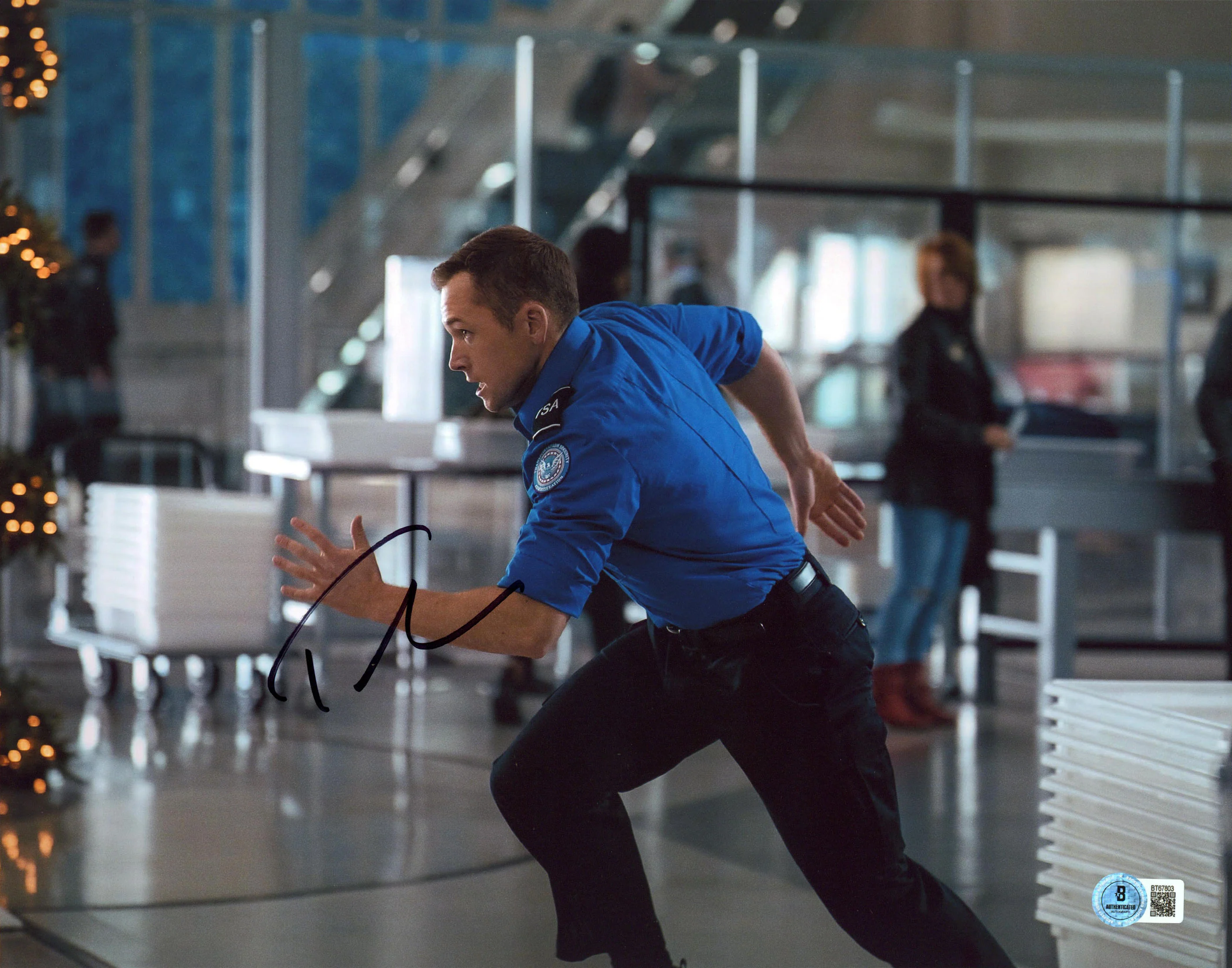 Taron Egerton Carry On Authentic Signed 11x14 Horizontal Photo BAS #BT67803