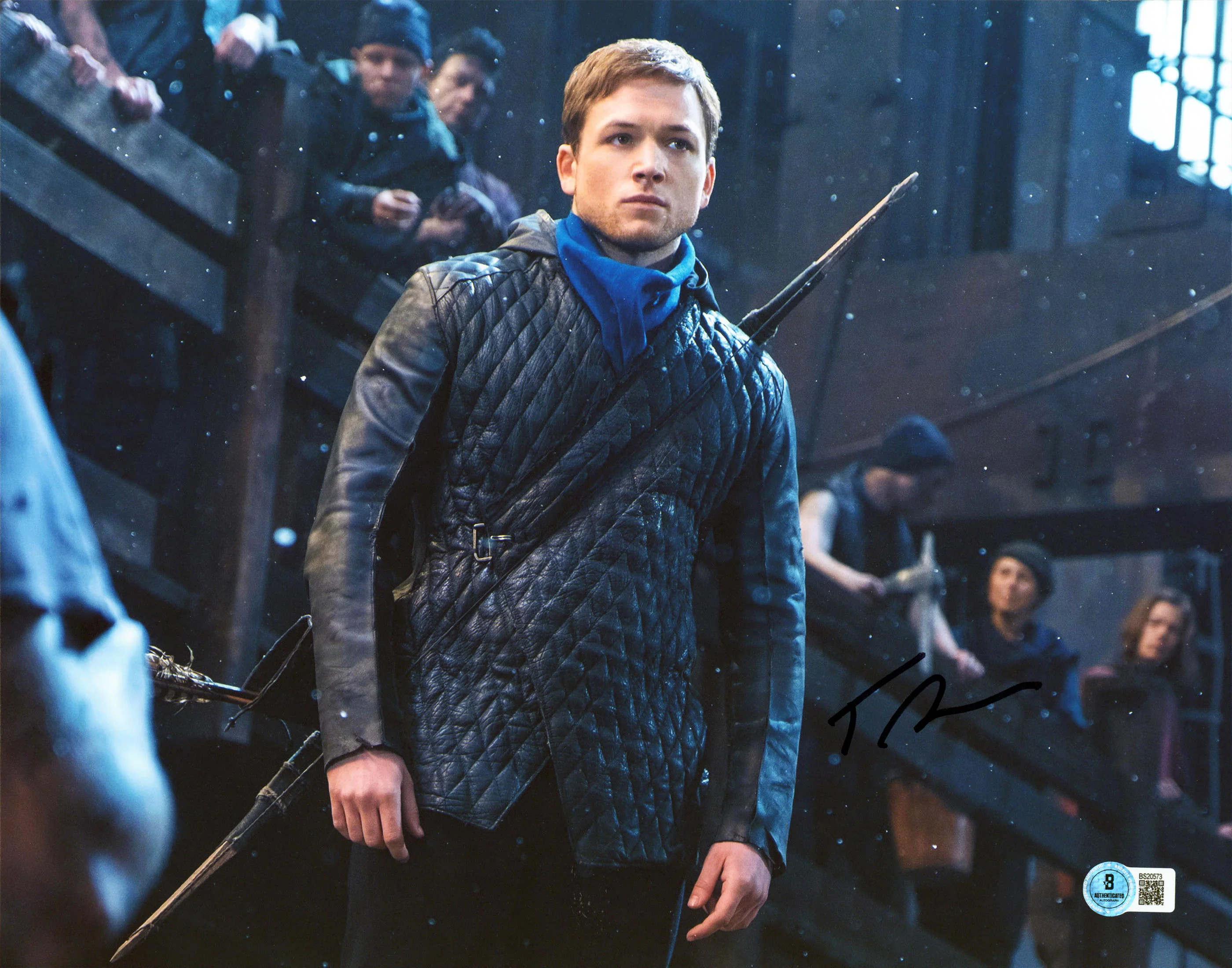 Taron Egerton Robin Hood Authentic Signed 11x14 Horizontal Photo BAS #BS20573 - Image 2