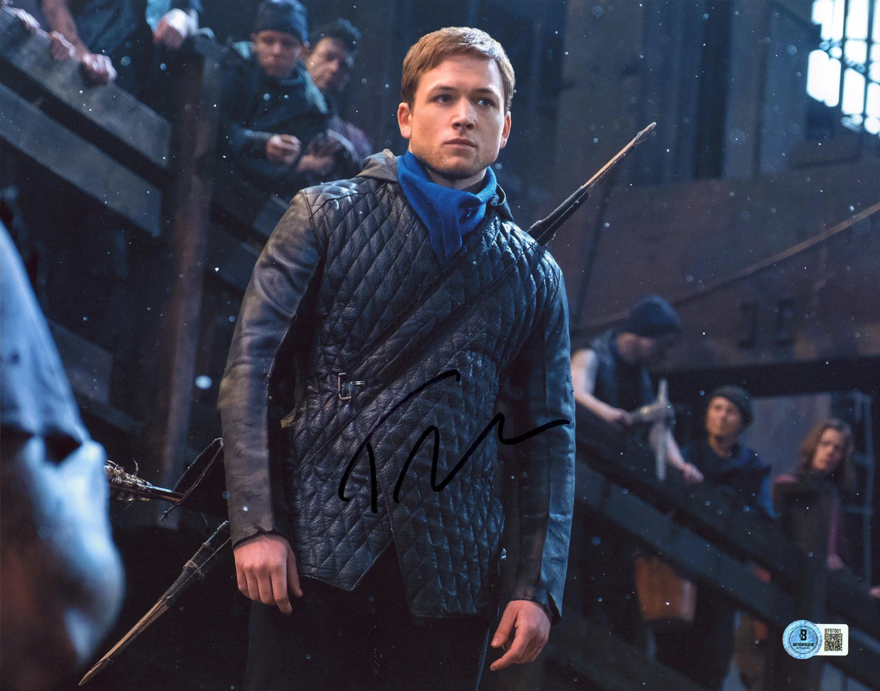 Taron Egerton Robin Hood Authentic Signed 11x14 Horizontal Photo BAS #BT67801 - Image 2