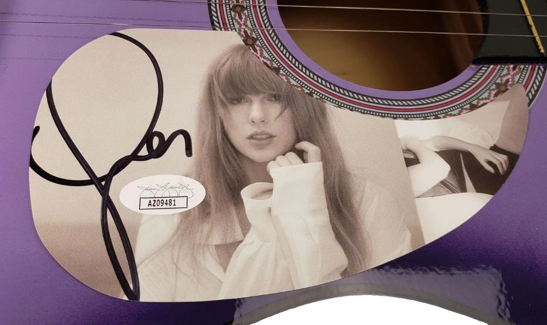 Taylor Swift Signed Tortured Poets Department 38" Purple Acoustic Guitar JSA - Image 2