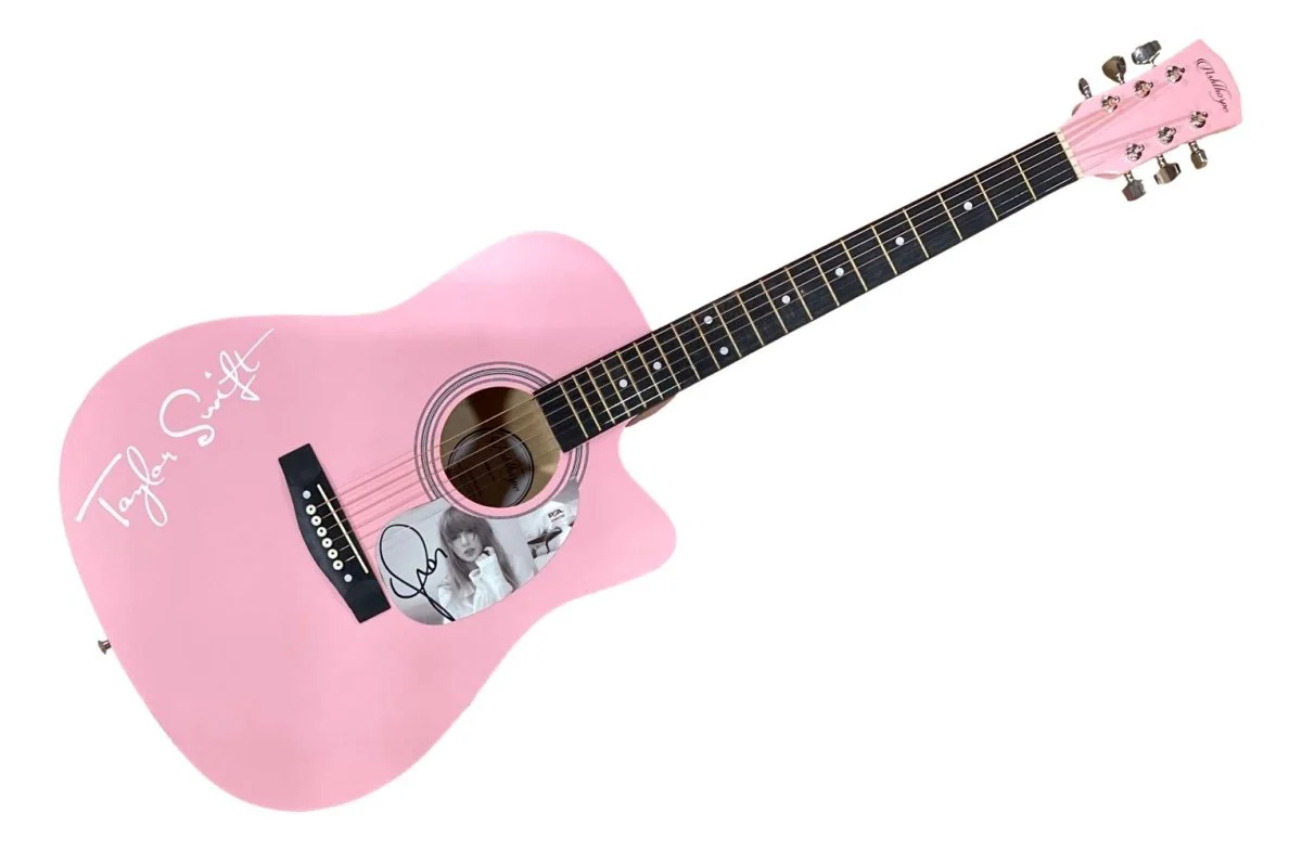 Taylor Swift Signed 41" Tortured Poets Department Pink Acoustic Guitar PSA Holo