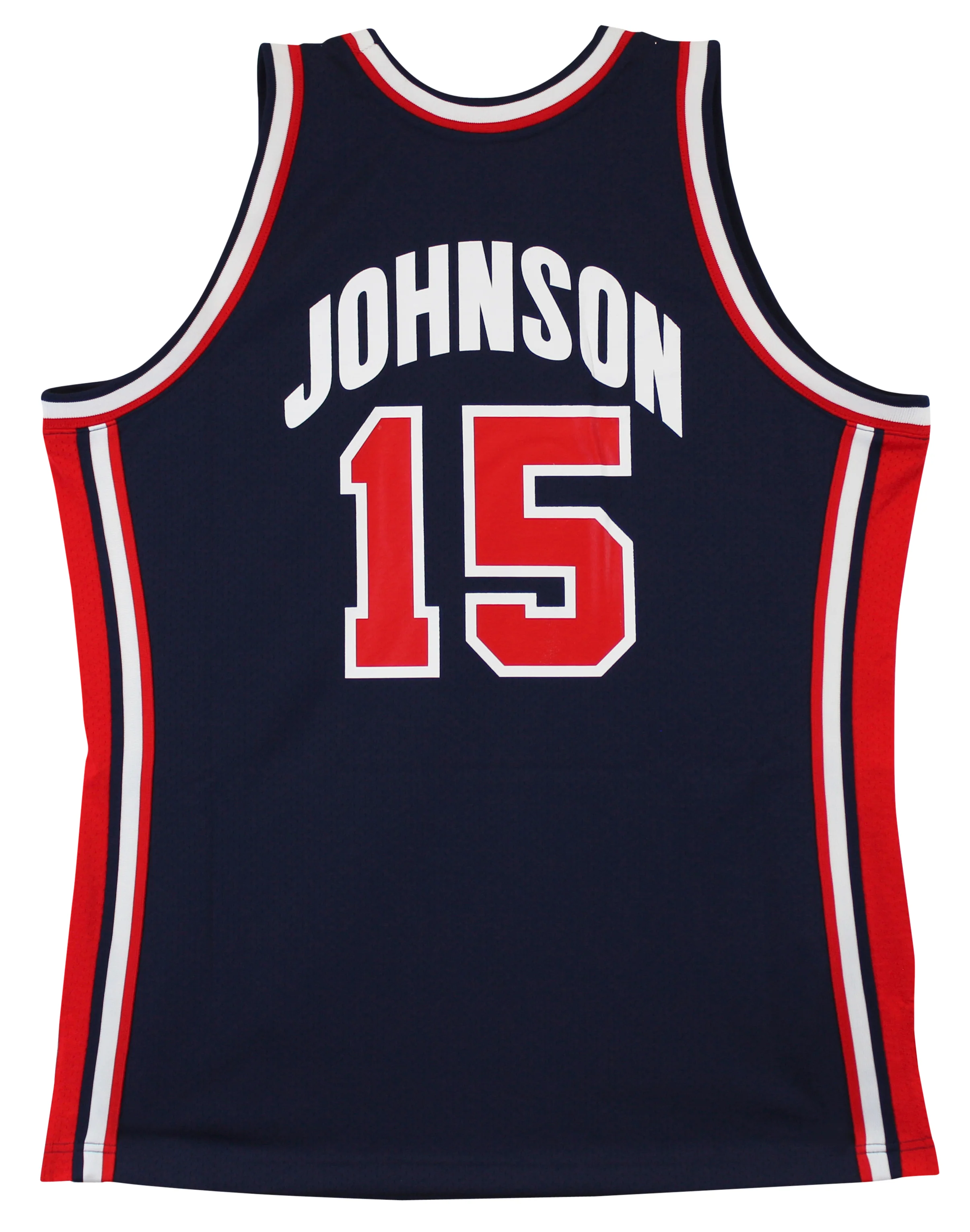 Team USA Magic Johnson Signed Navy M&N 1992 Swingman Jersey BAS Witnessed - Image 4