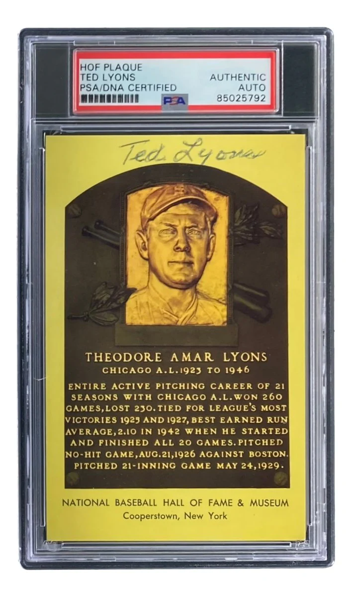 Ted Lyons Signed 4x6 Chicago White Sox HOF Plaque Card PSA/DNA 85025792 - Image 3