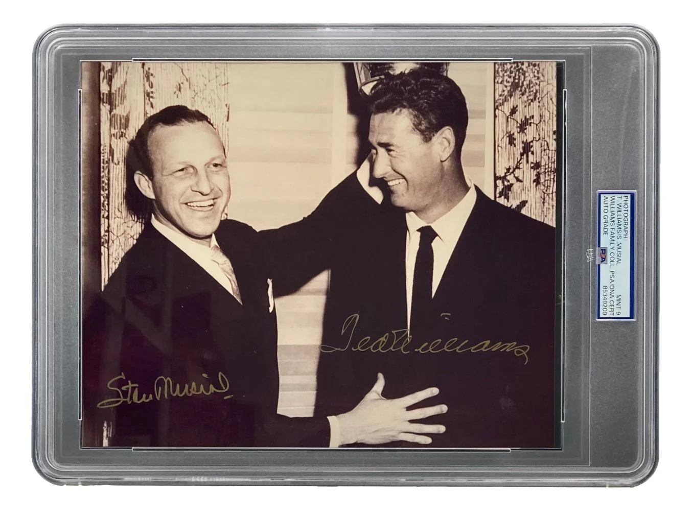 Ted Williams Stan Musial Signed Slabbed 8x10 Photo PSA Mint 9