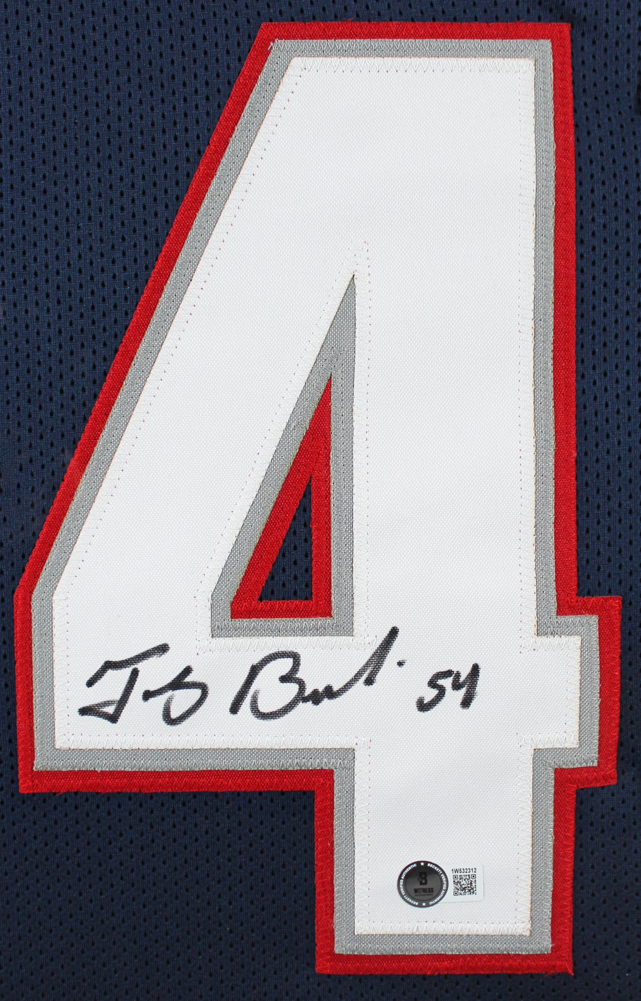 Tedy Bruschi Authentic Signed Navy Blue Pro Style Framed Jersey BAS Witnessed - Image 3