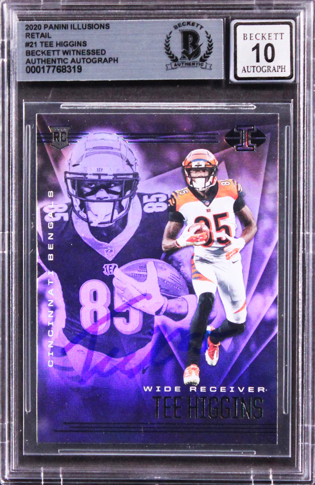Tee Higgins Signed 2020 Panini Illusions Retail #21 RC Card Auto 10! BAS Slabbed - Image 2