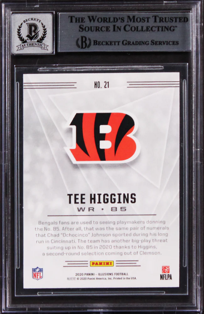 Tee Higgins Signed 2020 Panini Illusions Retail #21 RC Card Auto 10! BAS Slabbed - Image 3
