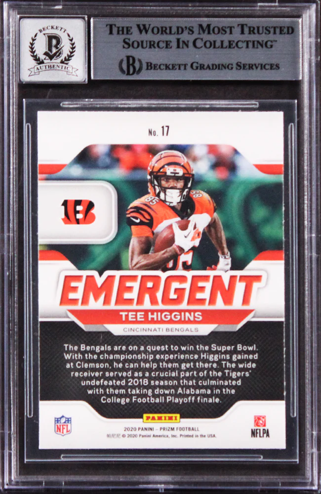 Tee Higgins Signed 2020 Panini Prizm Emergent #17 Rookie Card Auto 10! BAS Slab - Image 3