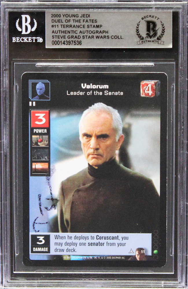 Terrance Stamp Star Wars Signed 2000 Young Jedi Duel Of Fates #11 Card BAS Slab