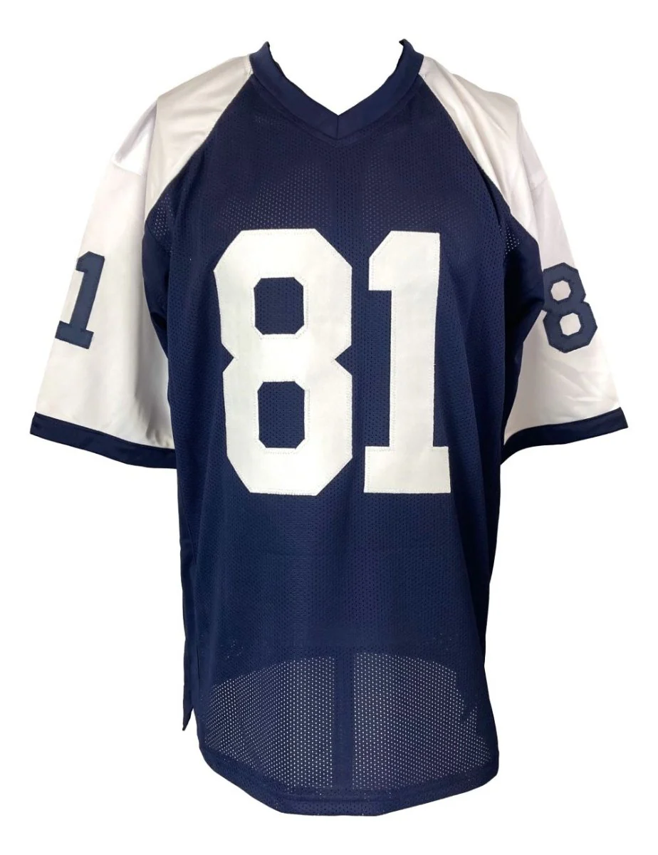 Terrell Owens Dallas Signed Blue Stat Football Jersey JSA ITP - Image 3