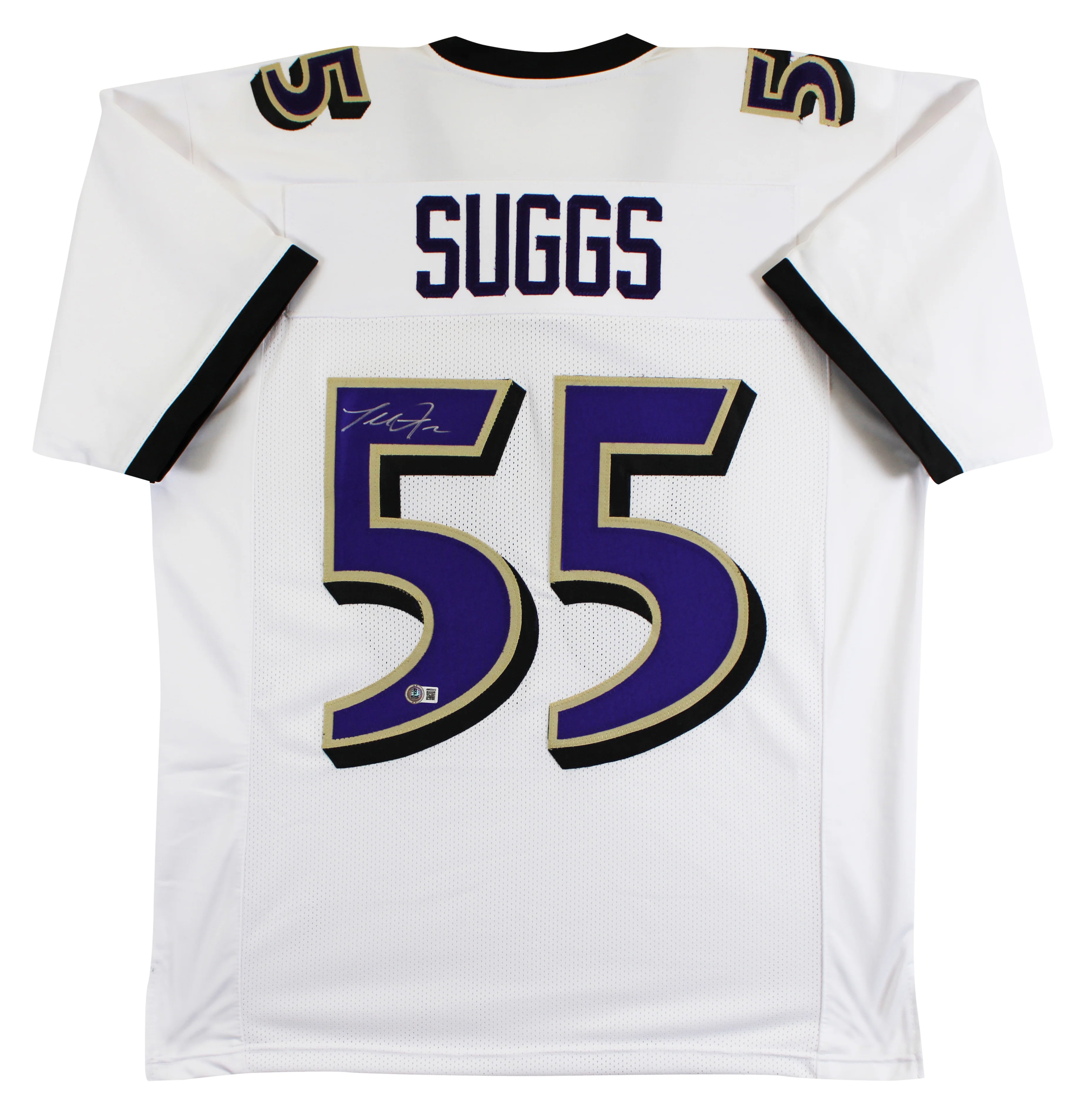 Terrell Suggs Authentic Signed White Pro Style Jersey Autographed BAS Witnessed - Image 2