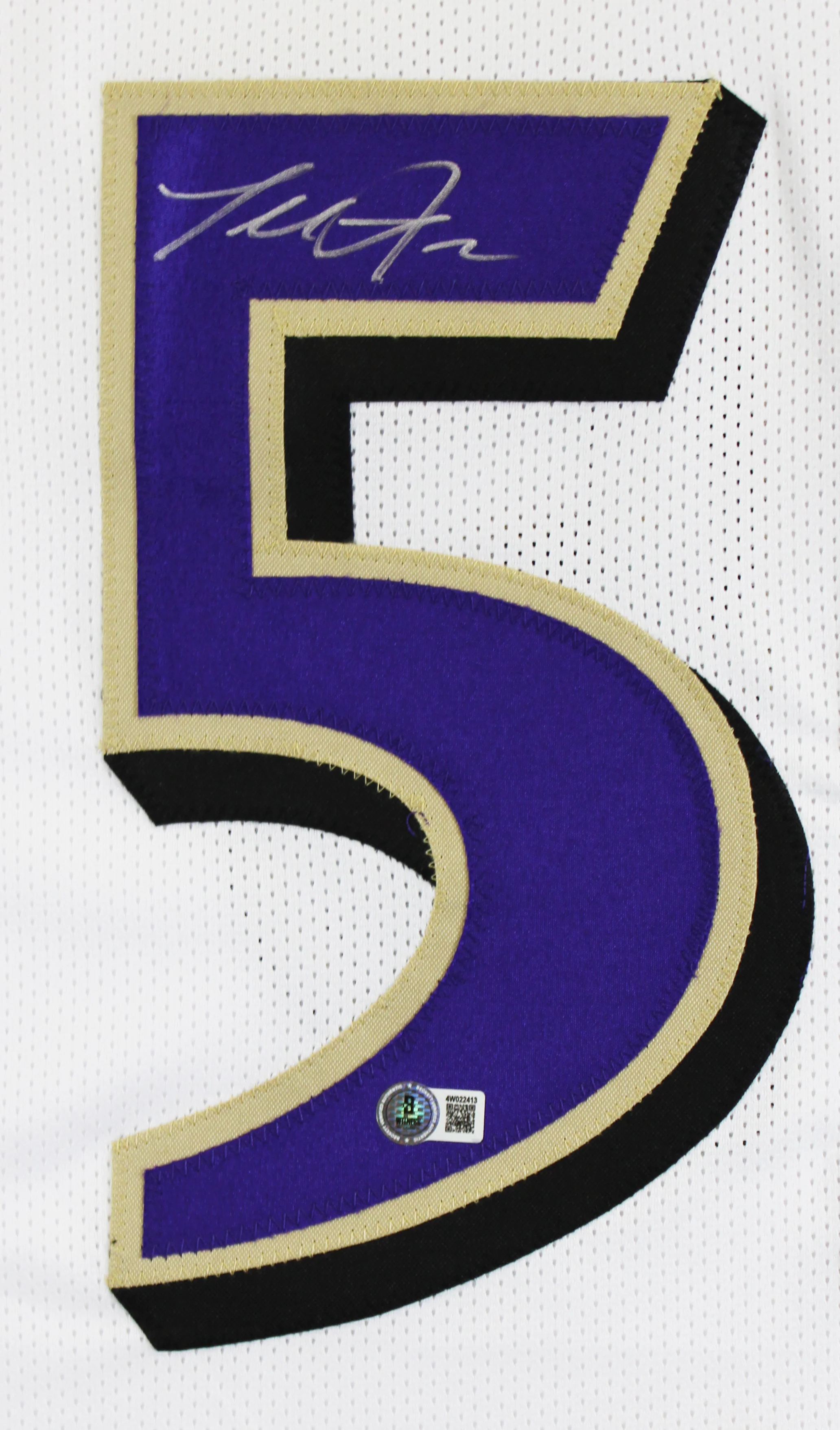 Terrell Suggs Authentic Signed White Pro Style Jersey Autographed BAS Witnessed - Image 3