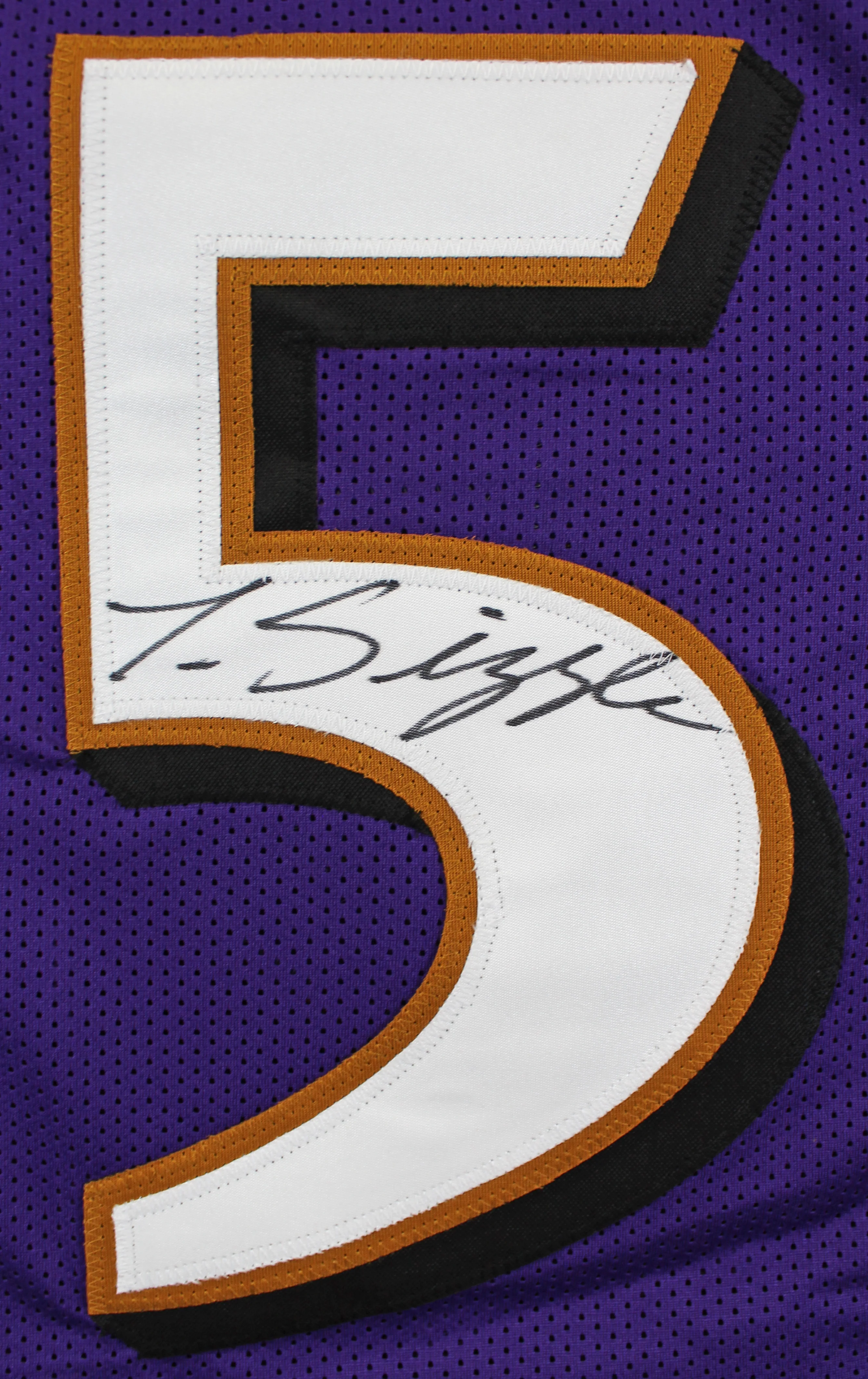 Terrell Suggs "T-Sizzle" Authentic Signed Purple Pro Style Jersey BAS Witnessed - Image 4