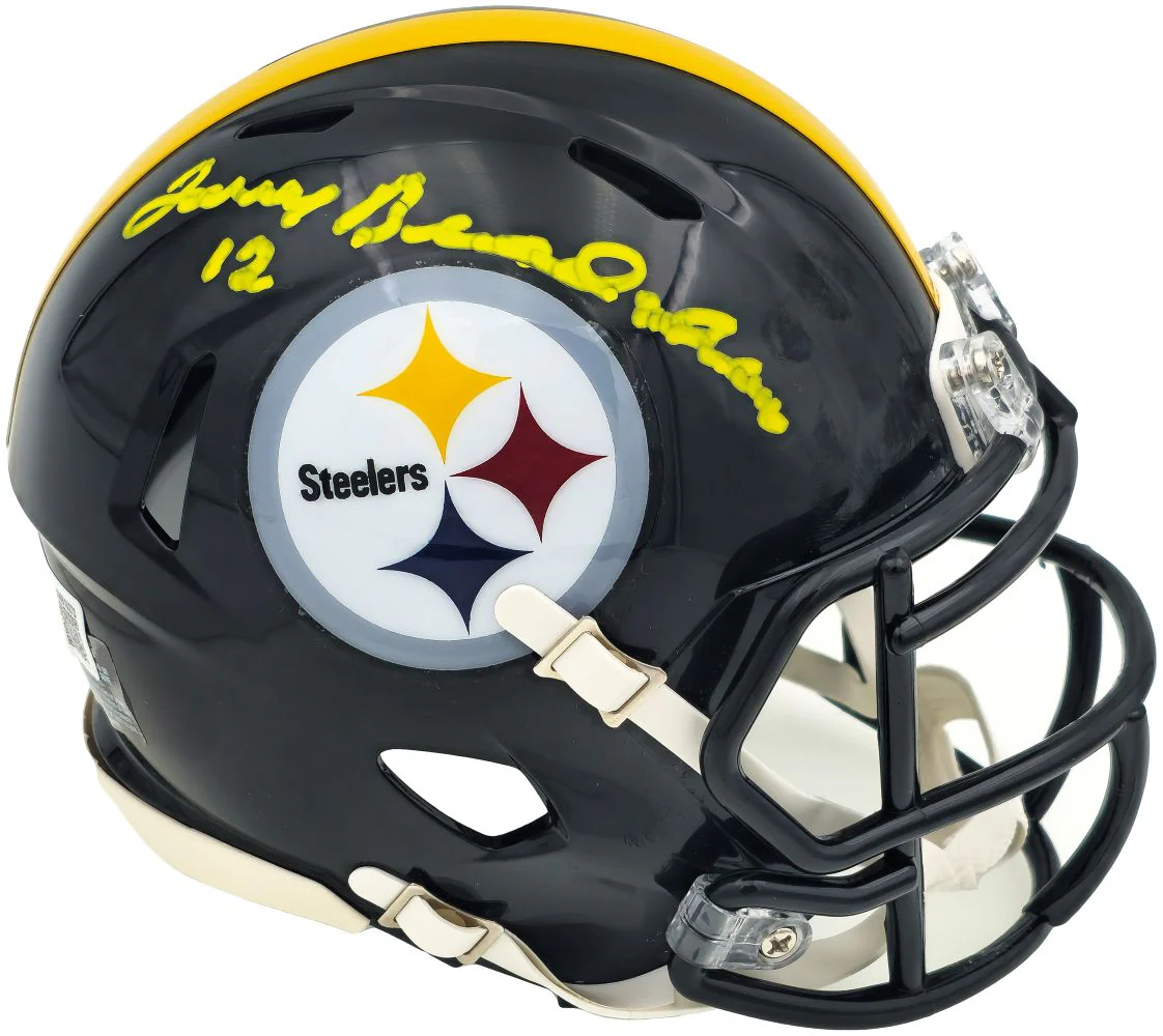 Terry Bradshaw Signed In Yellow Pittsburgh Steelers Mini Speed Helmet BAS