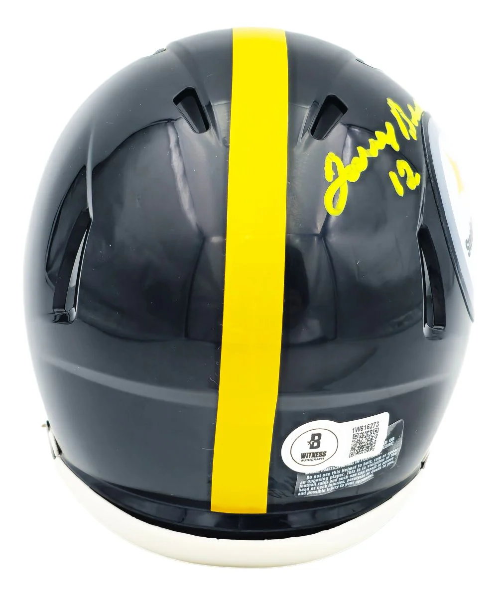Terry Bradshaw Signed In Yellow Pittsburgh Steelers Mini Speed Helmet BAS - Image 2