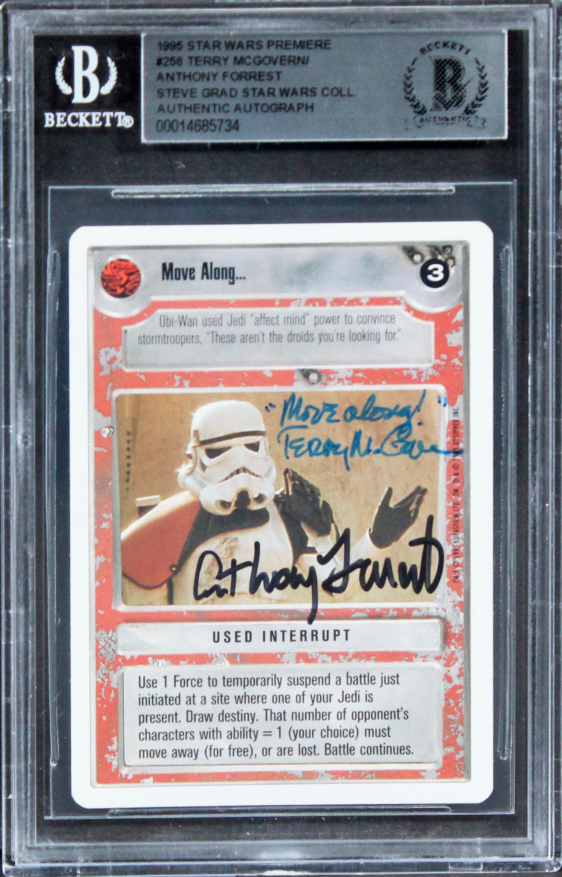Terry McGovern & Anthony Forrest Signed 1995 Star Wars Prem. #258 Card BAS Slab - Image 2
