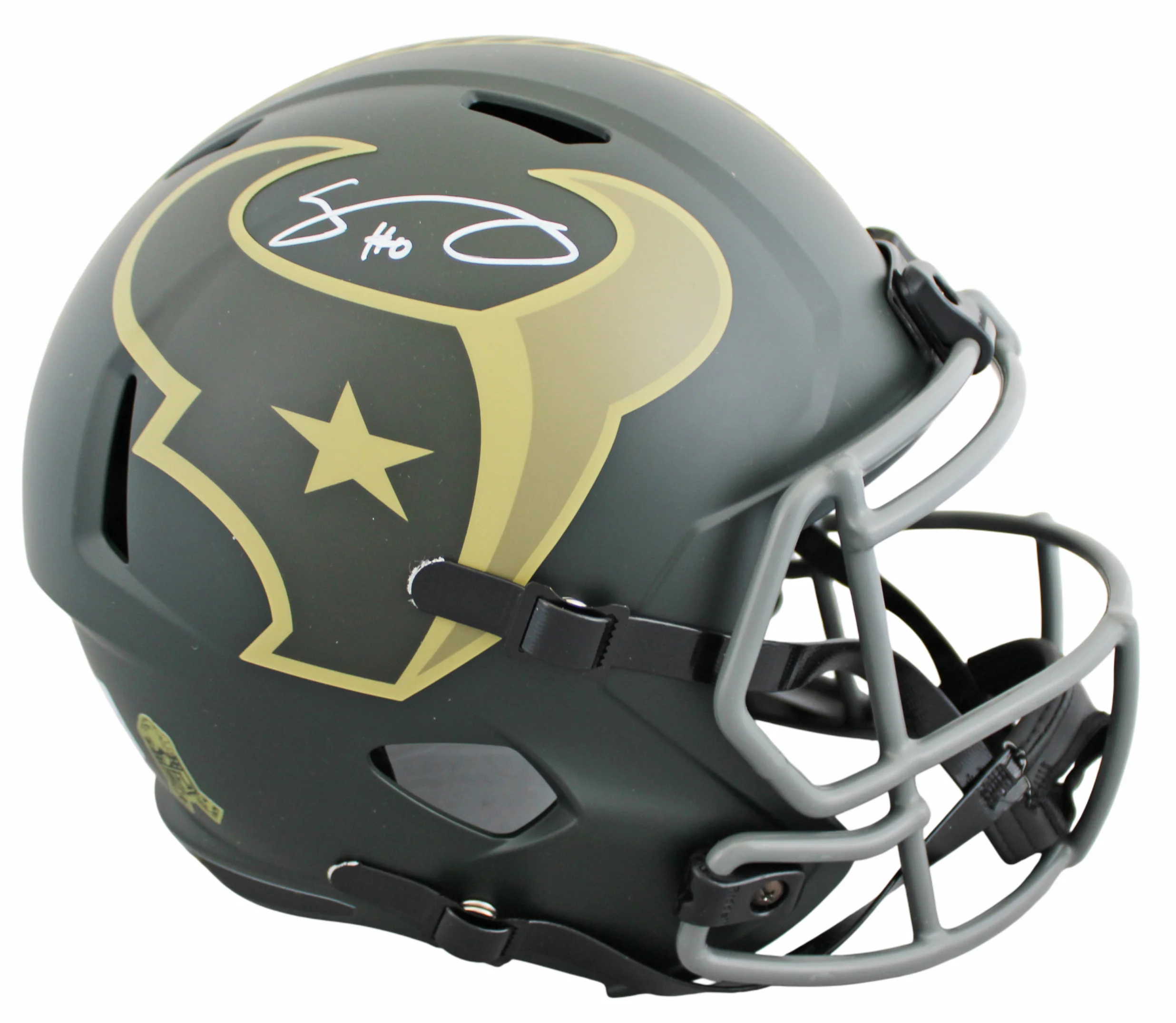 Texans Azeez Al-Shaair Signed STS IV Full Size Speed Rep Helmet BAS Witnessed - Image 2