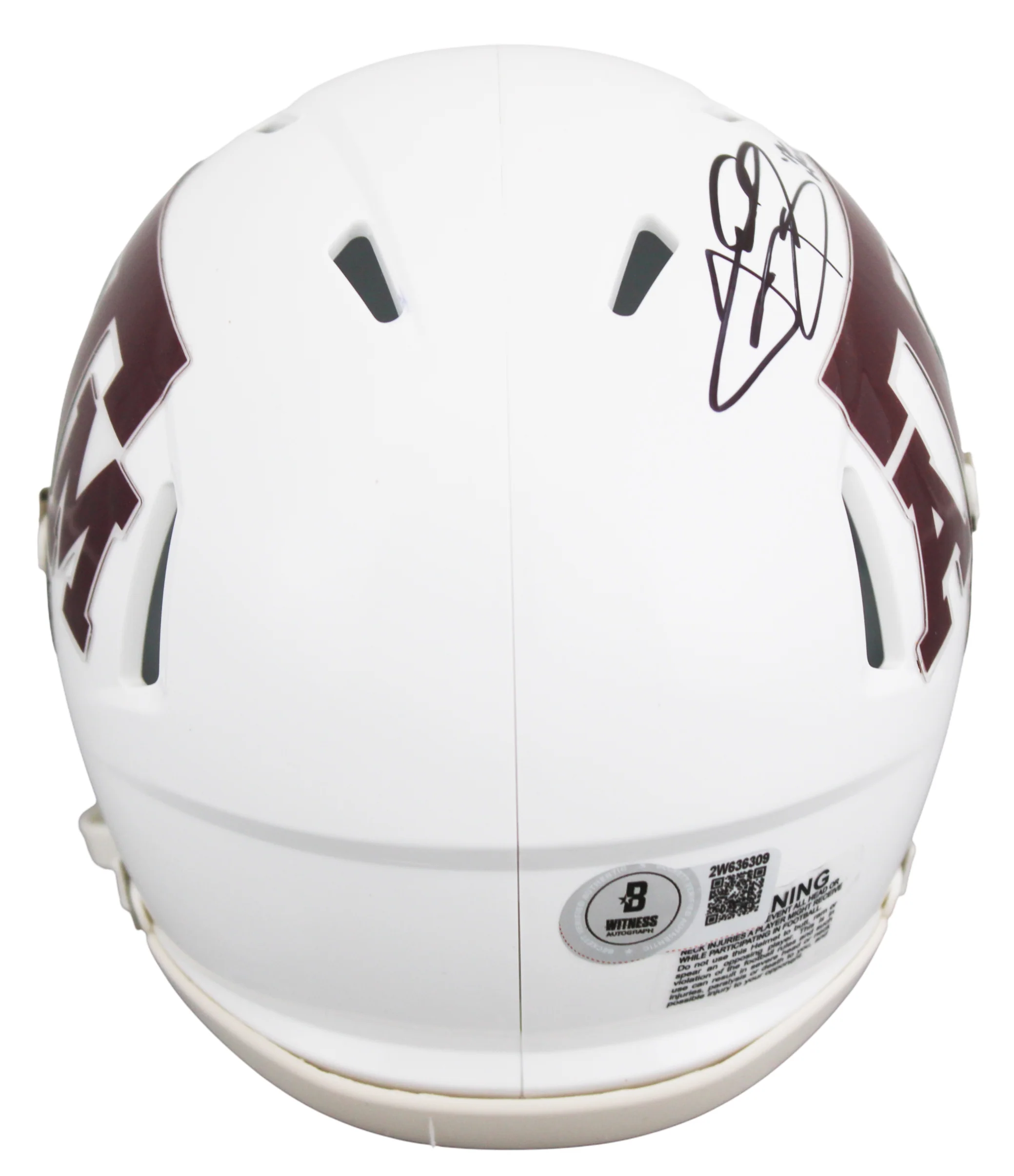 Texas A&M Johnny Manziel "12 Heisman" Signed White Speed Mini Helmet BAS Witness - Image 3