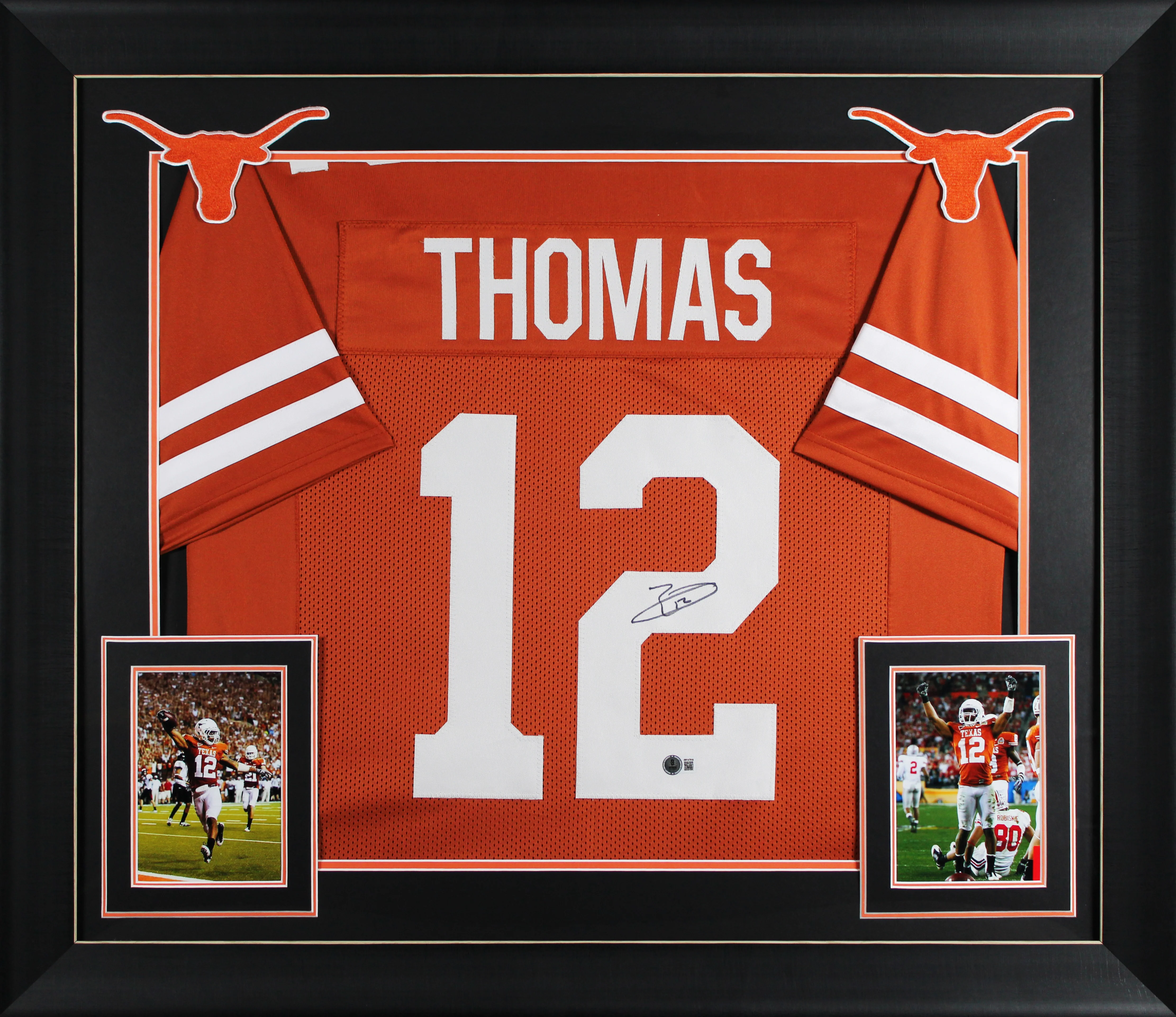 Texas Earl Thomas Authentic Signed Burnt Orange Pro Style Framed Jersey BAS Wit - Image 2