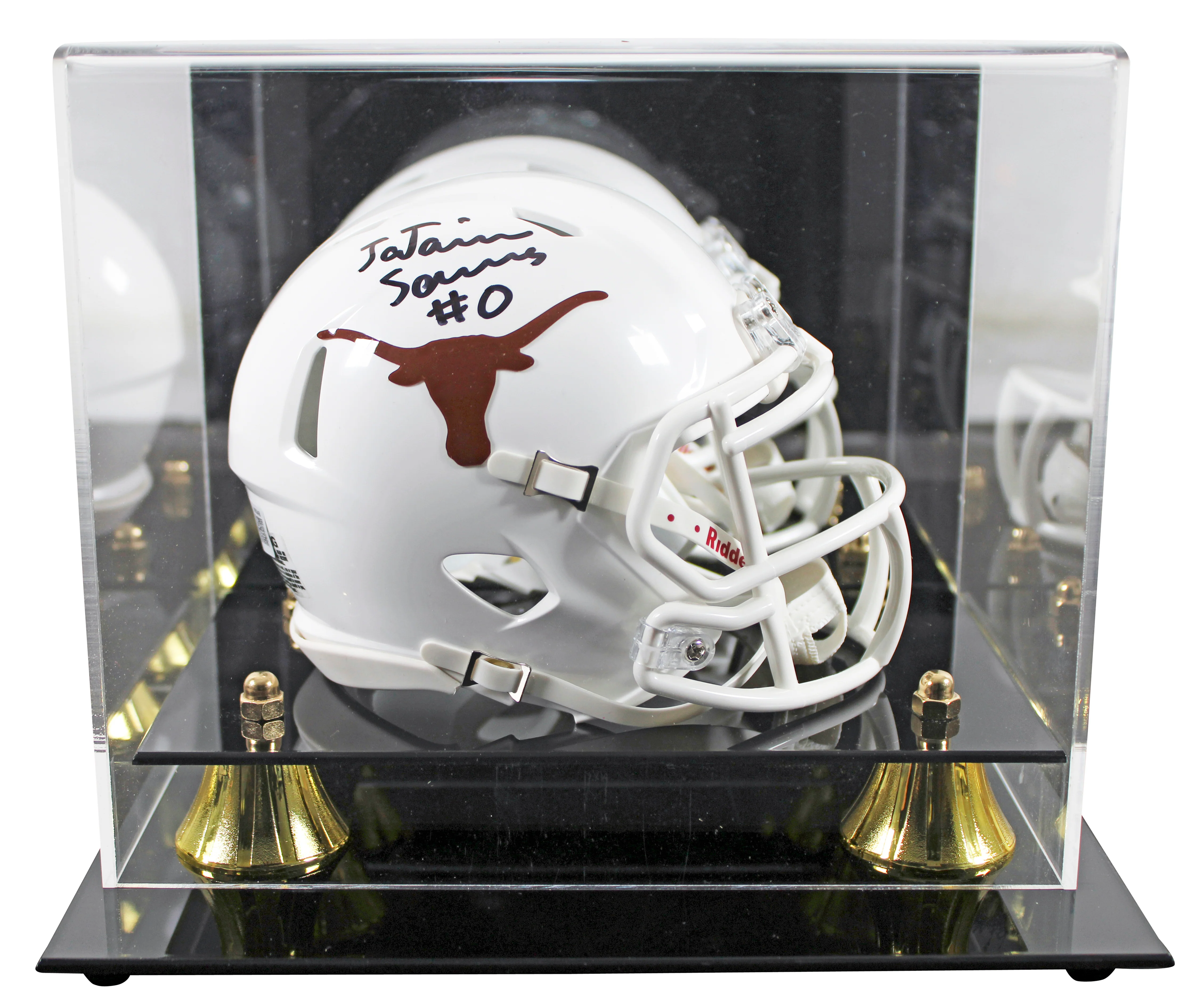 Texas Ja'Tavion Sanders Authentic Signed Speed Mini Helmet W/ Case BAS Witnessed - Image 2