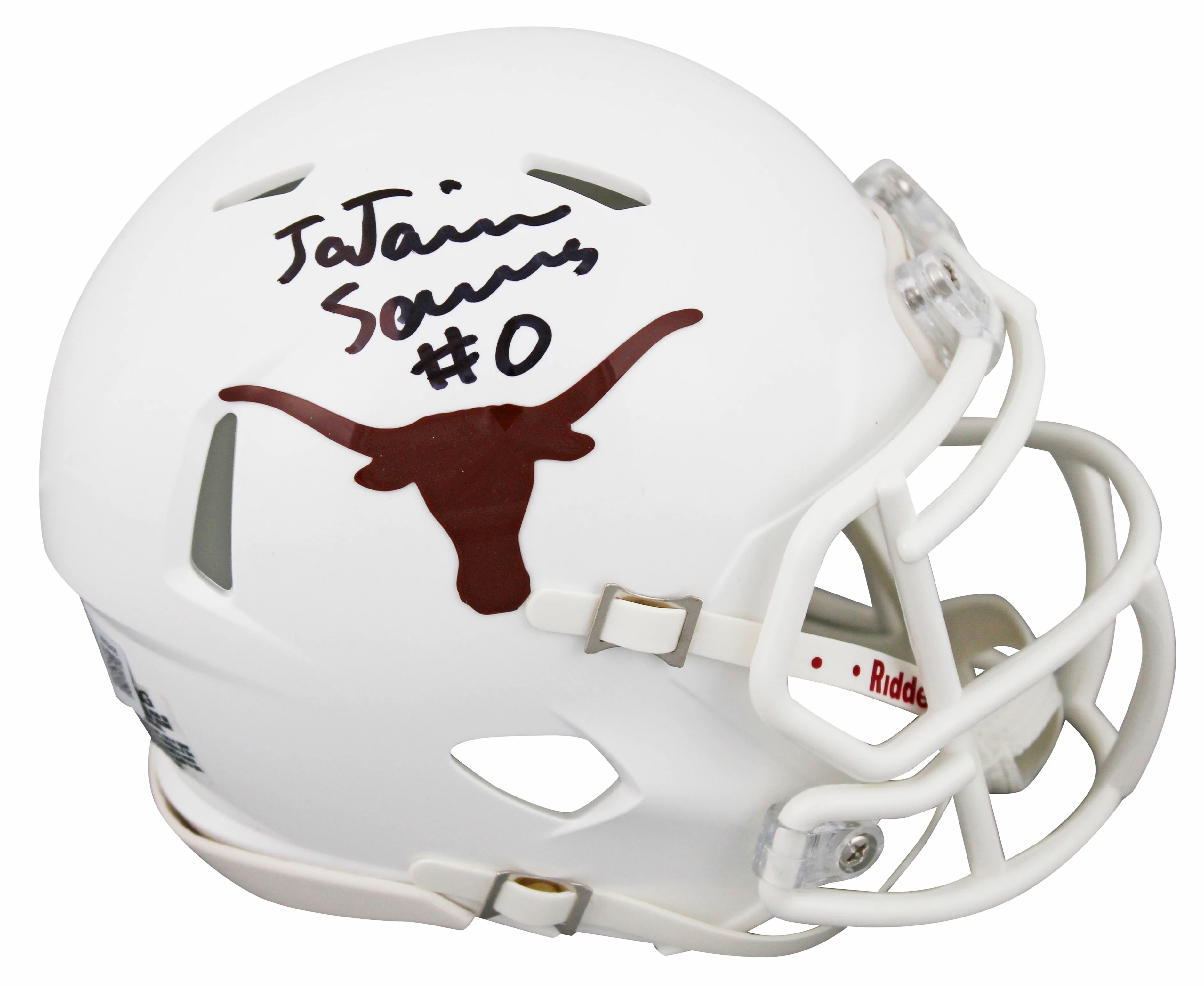 Texas Ja'Tavion Sanders Authentic Signed Speed Mini Helmet W/ Case BAS Witnessed - Image 3