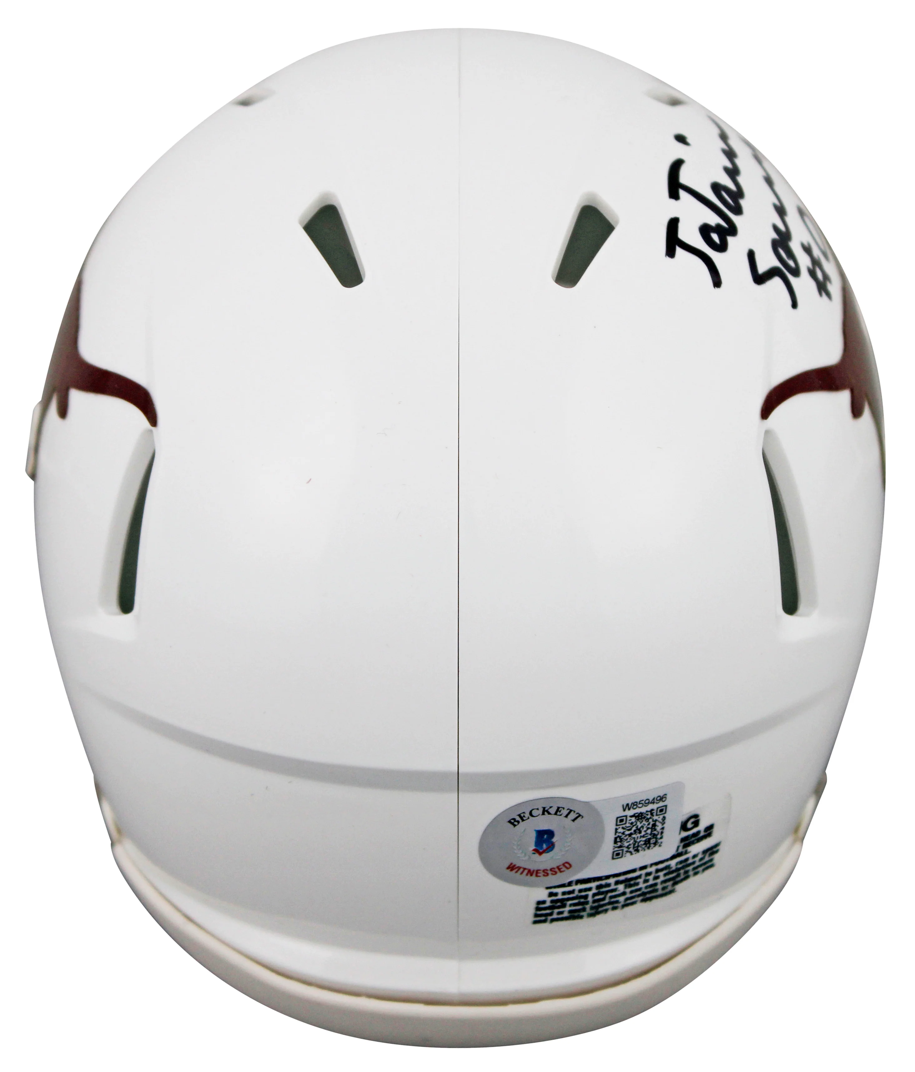 Texas Ja'Tavion Sanders Authentic Signed Speed Mini Helmet W/ Case BAS Witnessed - Image 4