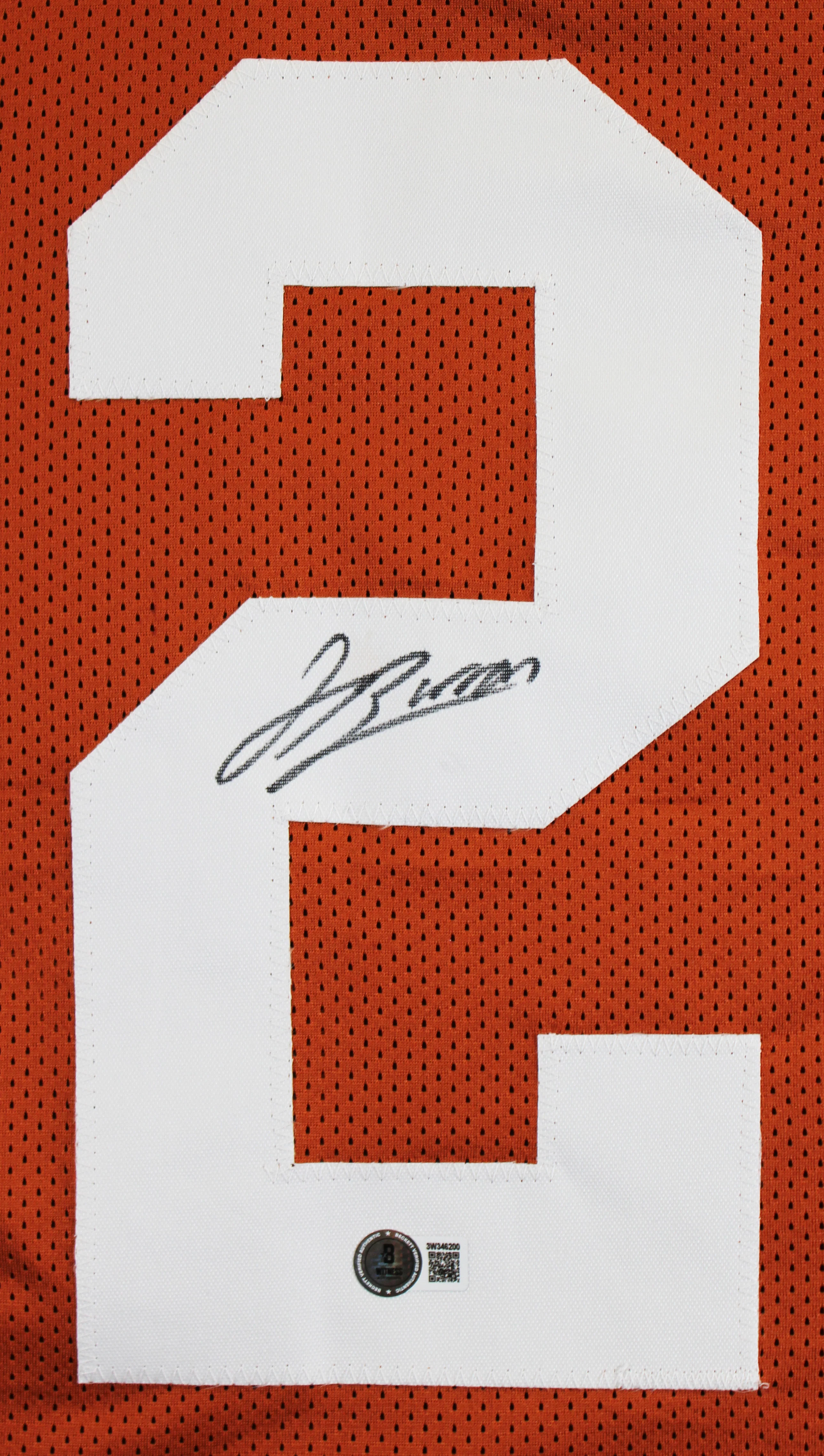 Texas Jahdae Barron Authentic Signed Burnt Orange Pro Style Jersey BAS Witnessed - Image 3
