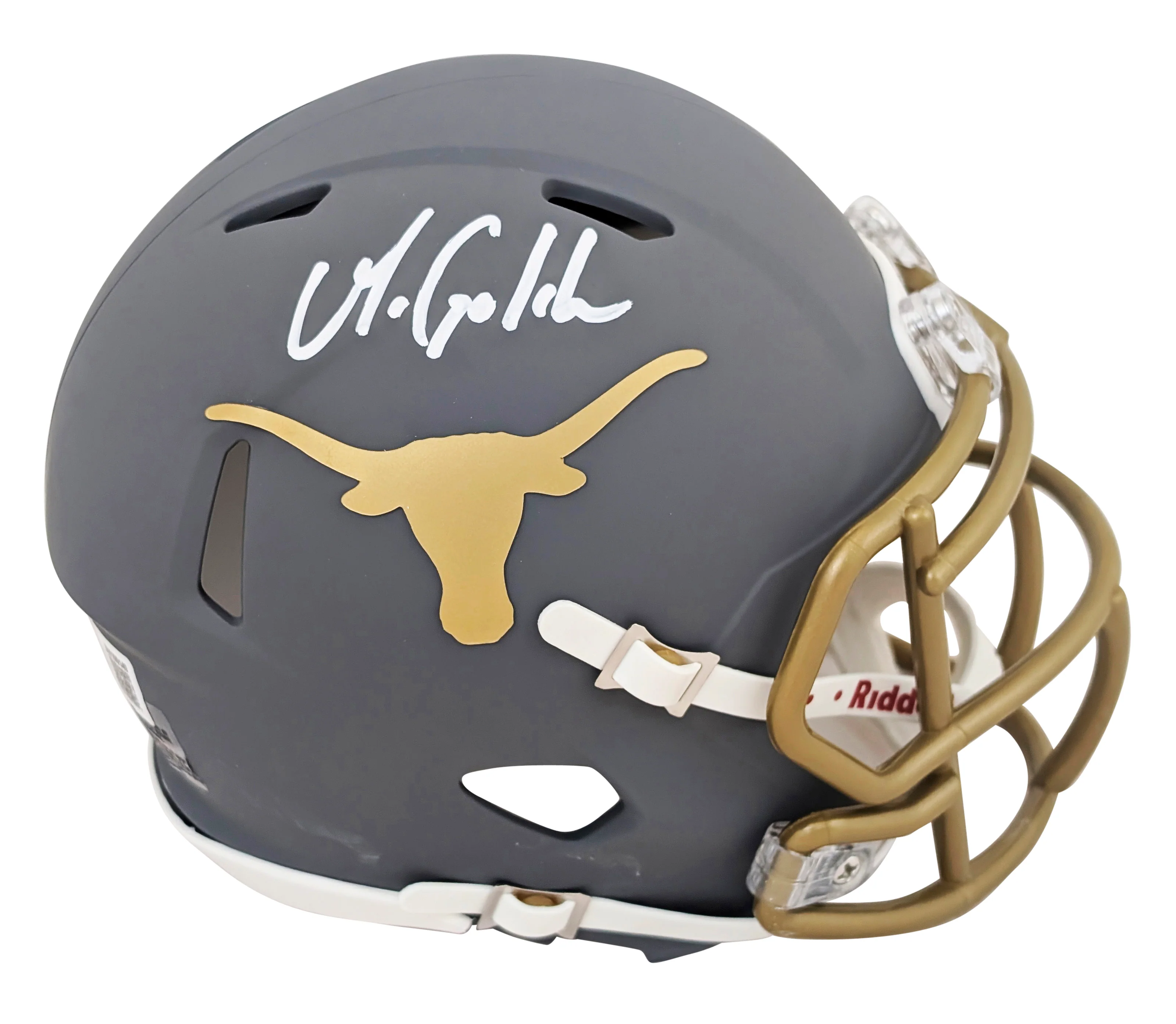 Texas Matthew Golden Authentic Signed Slate Speed Mini Helmet BAS Witnessed - Image 2