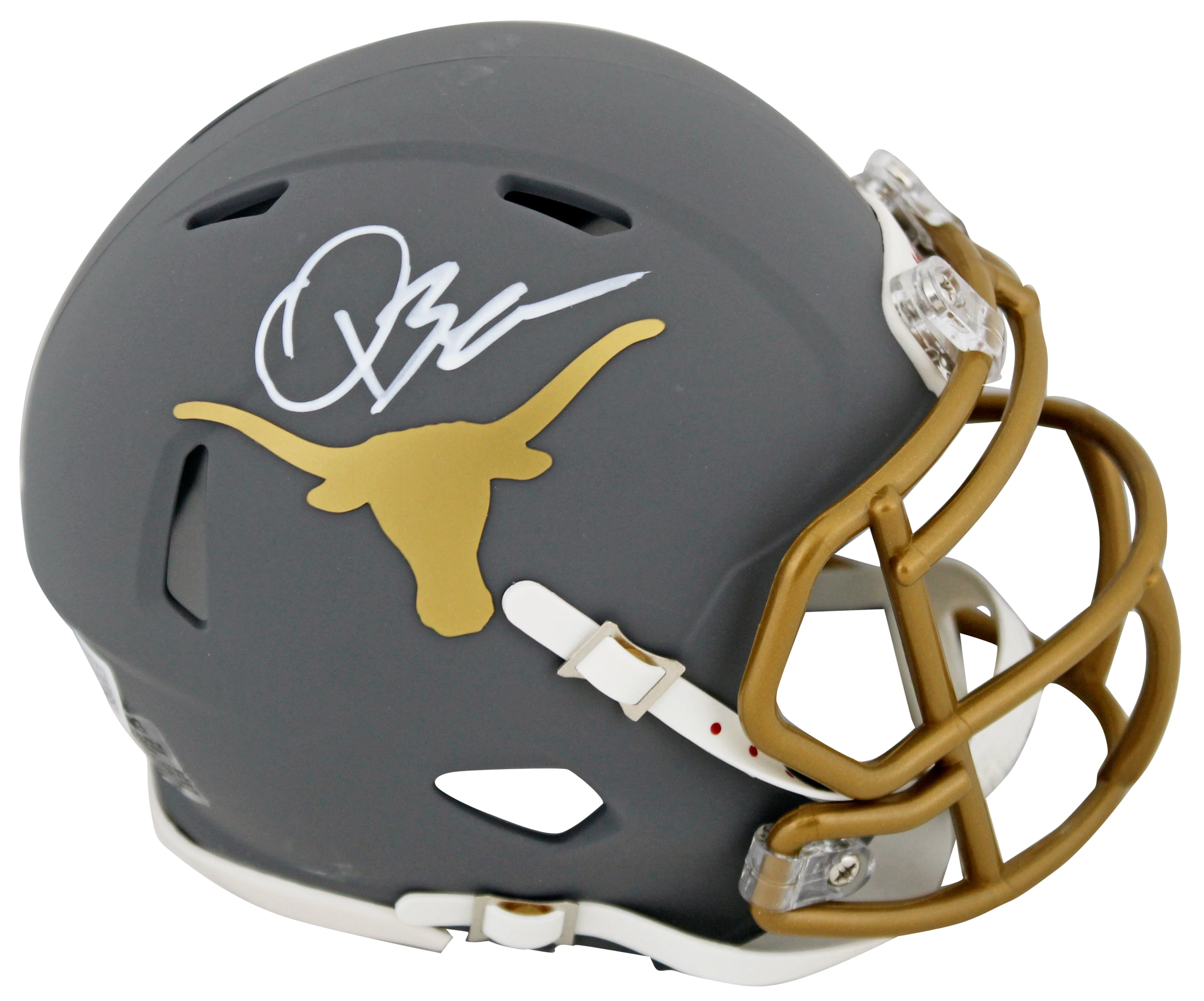 Texas Quinn Ewers Authentic Signed Slate Speed Mini Helmet BAS Witnessed - Image 2