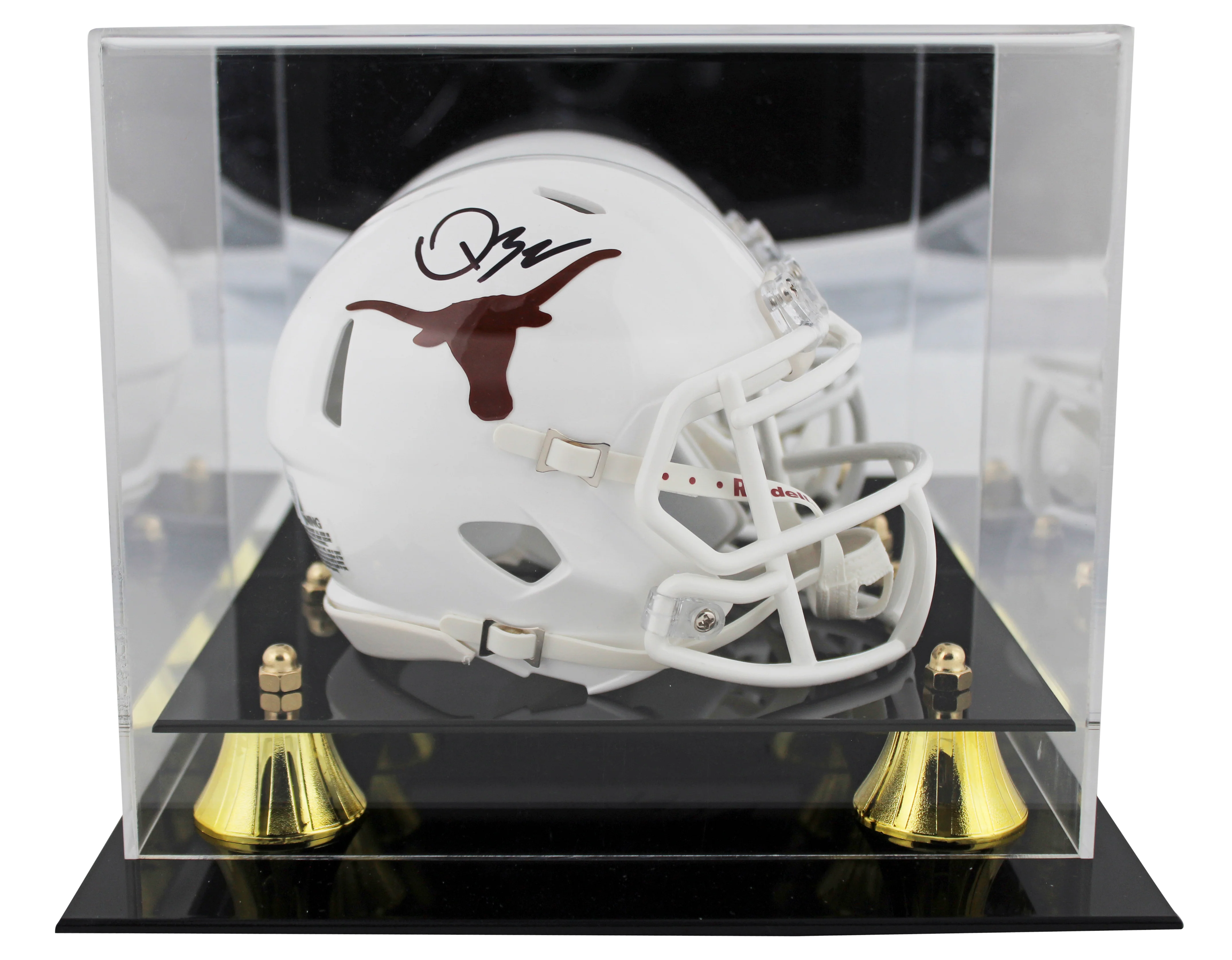 Texas Quinn Ewers Authentic Signed Speed Mini Helmet w/ Case BAS Witnessed - Image 2