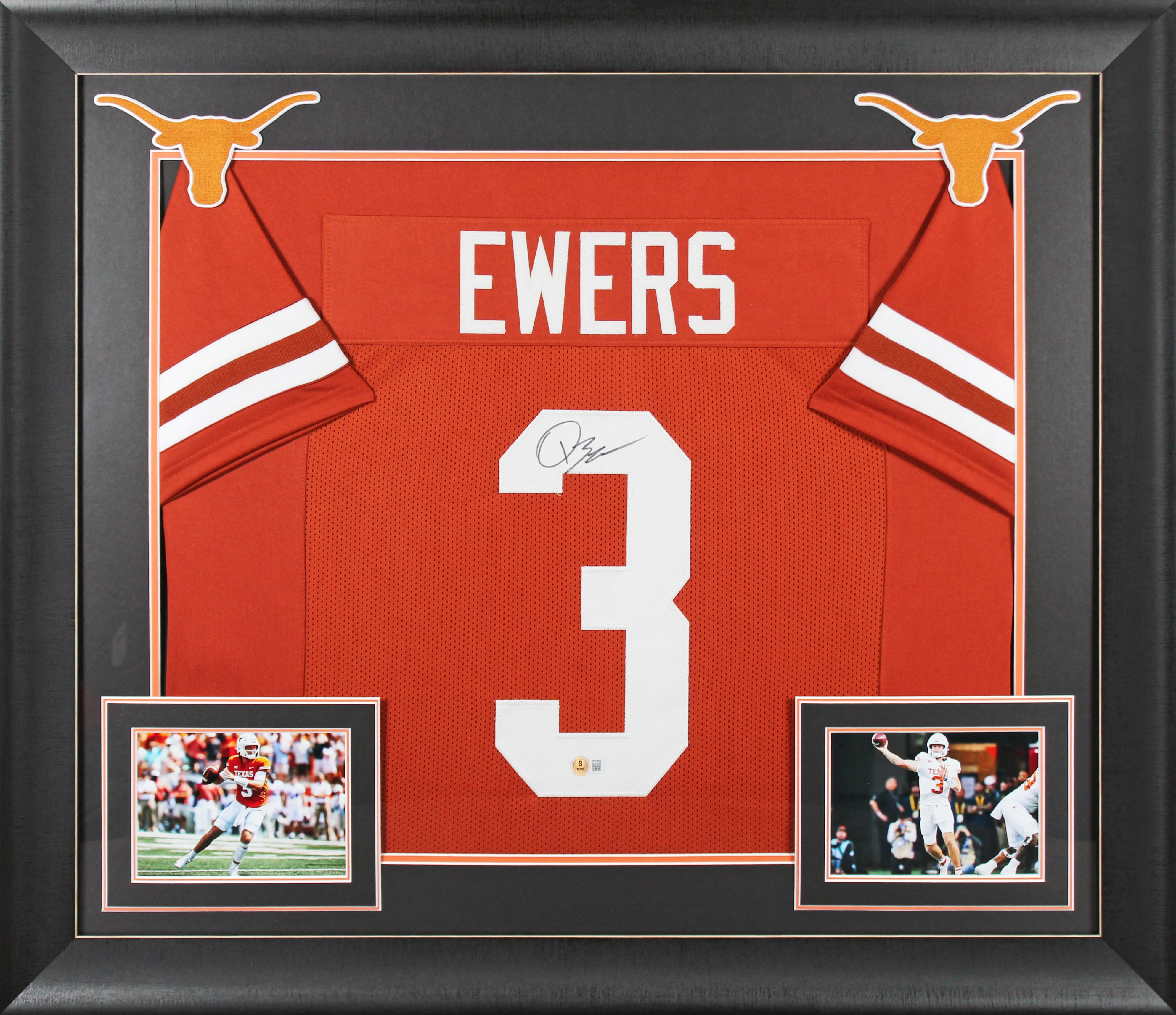 Texas Quinn Ewers Signed Burnt Orange Pro Style Framed Jersey BAS Witnessed - Image 2