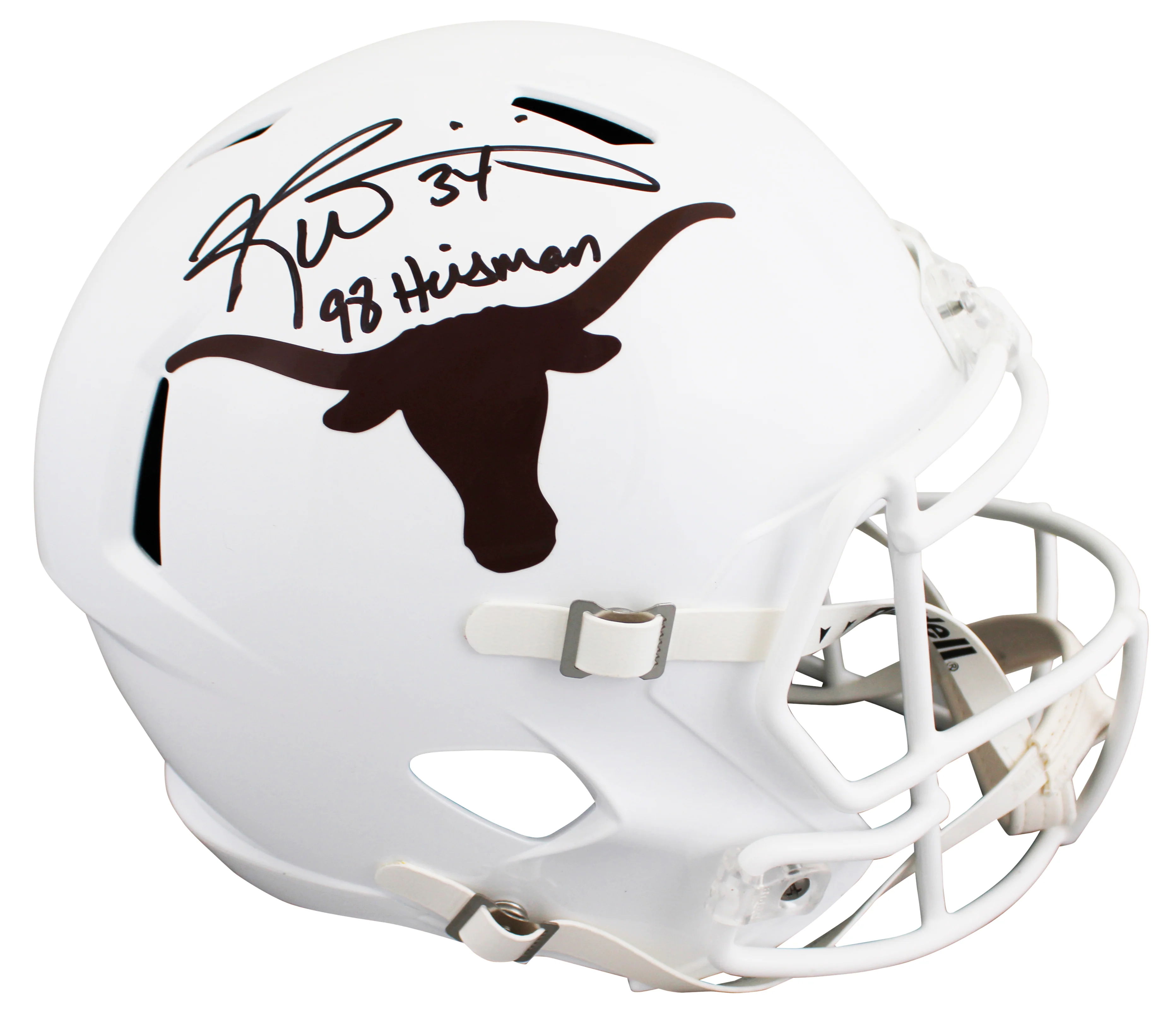 Texas Ricky Williams "98 Heisman" Signed Full Size Speed Rep Helmet JSA Witness - Image 2